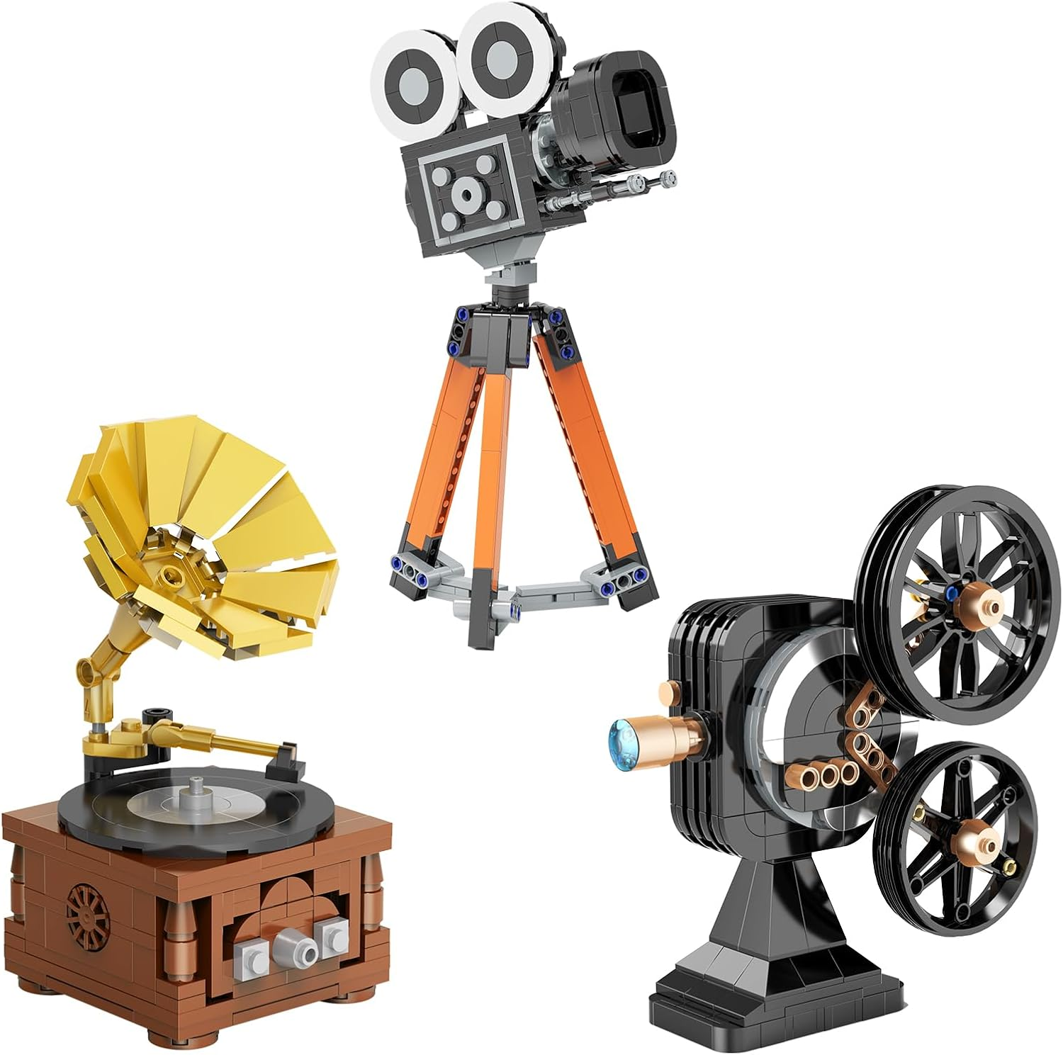 Brihappen Retro Gramophone Camera Projectors Building Blocks