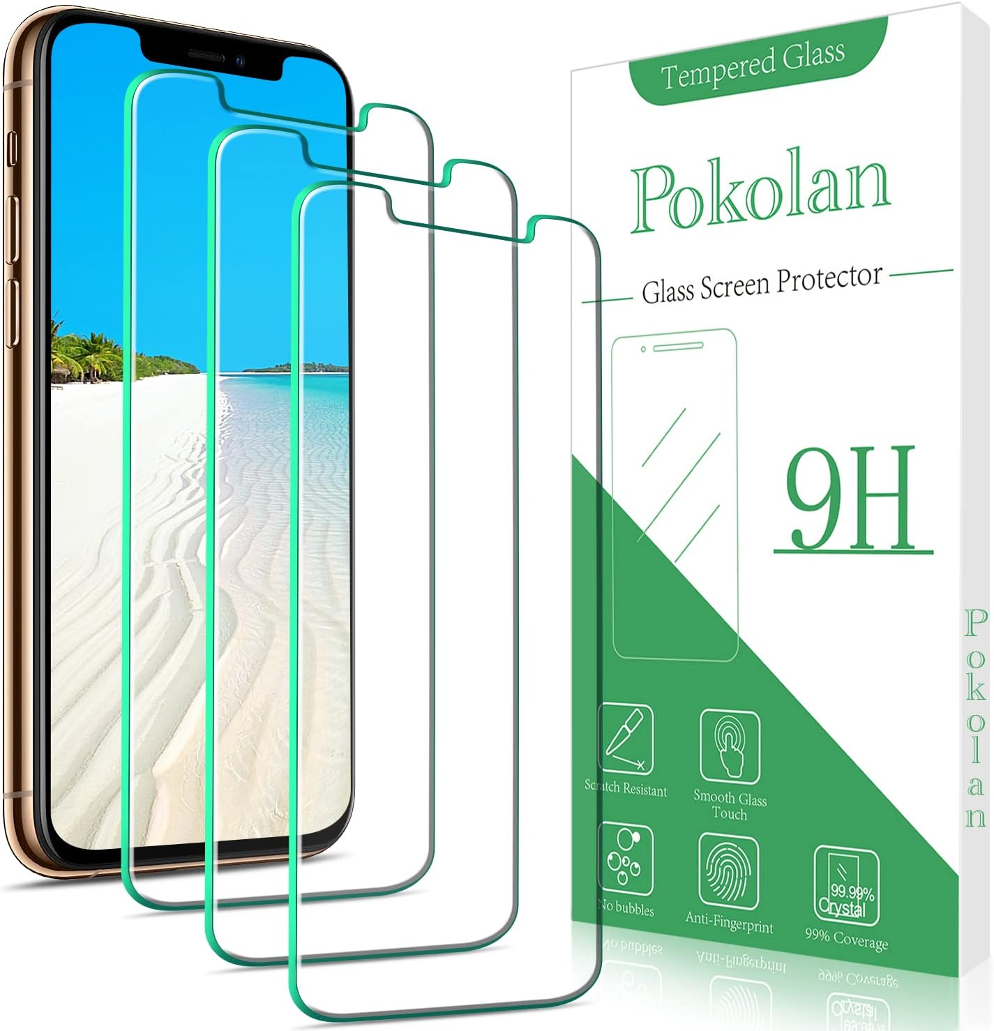 Pokolan [3 Pack] Screen Protector for Iphone 11 Pro, Iphone XS, Iphone X Tempered Glass, 9H Hardness, Case Friendly, Bubble Free, anti Scratch, Easy to Install image number 6