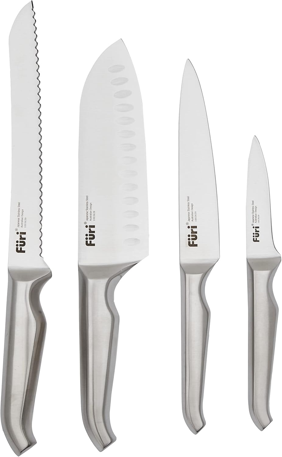 Furi Pro Limited Edition Knife Block Set 5 Piece &ndash; Stainless Steel Knives with Walnut Block, Superior Cutting Performance, Ergonomic Anti-Fatigue Handles image number 1