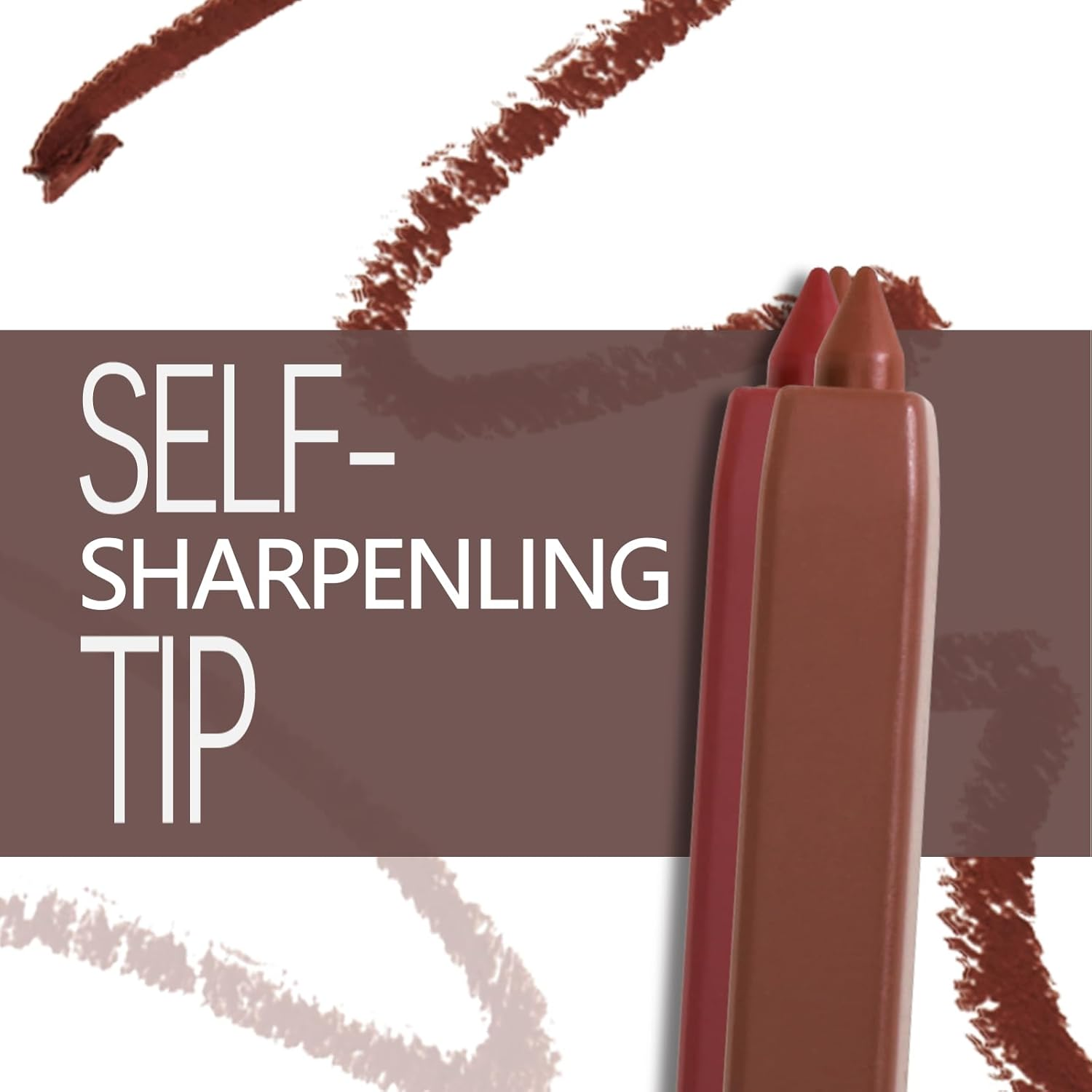 Matte Lip Liner Pencil,Highly Pigmented Retractable Lip Crayon,All Day Wear Nude Lipstick with Sharpener,Waterproof Brown Lipliner image number 1