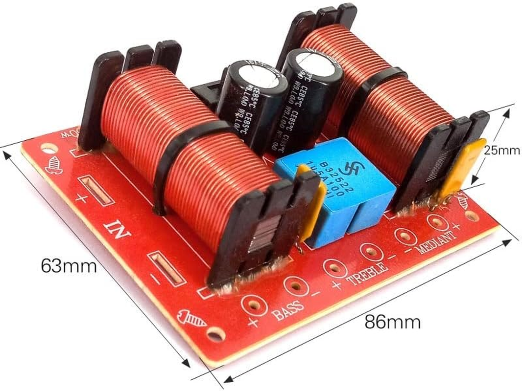 JINGERL 2PCS 150W 3Way Audio DIY Speaker Crossover Filters Hifi Stereo Treble/Alto/Bass 1000Hz/5000Hz Frequency Dividers image number 5