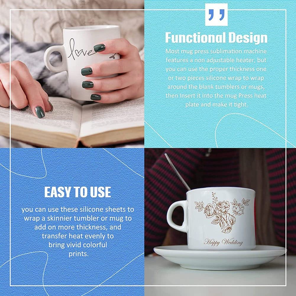 Oidnvay 3 Pcs Sublimation Tumbler Wrap Silicone Sheets with Mug Press Bundle Accessories and Mug Press Sublimation Machine image number 4
