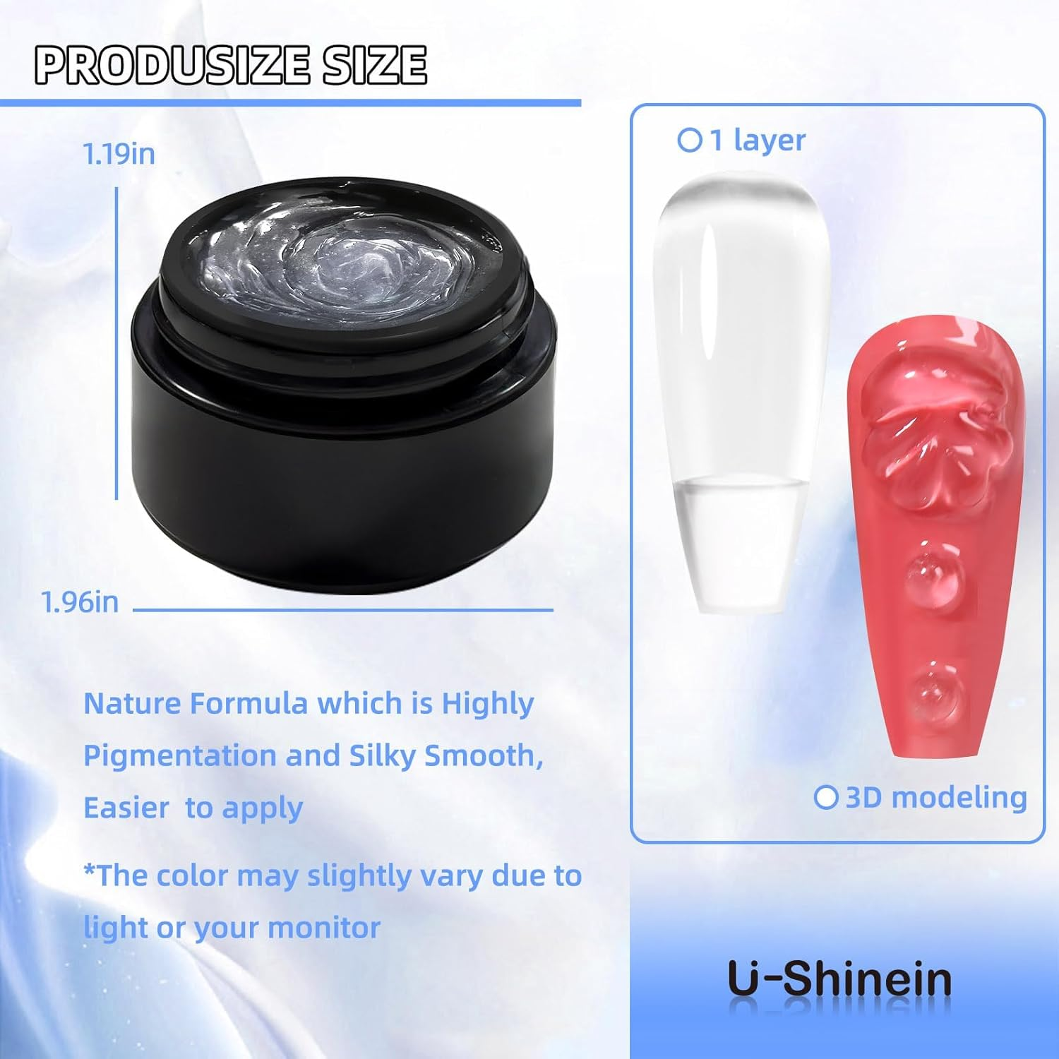 U-Shinein Solid Nail Glue Gel 15Ml for Acrylic Nails Press on Solid Glue Gel Nail Art Clear