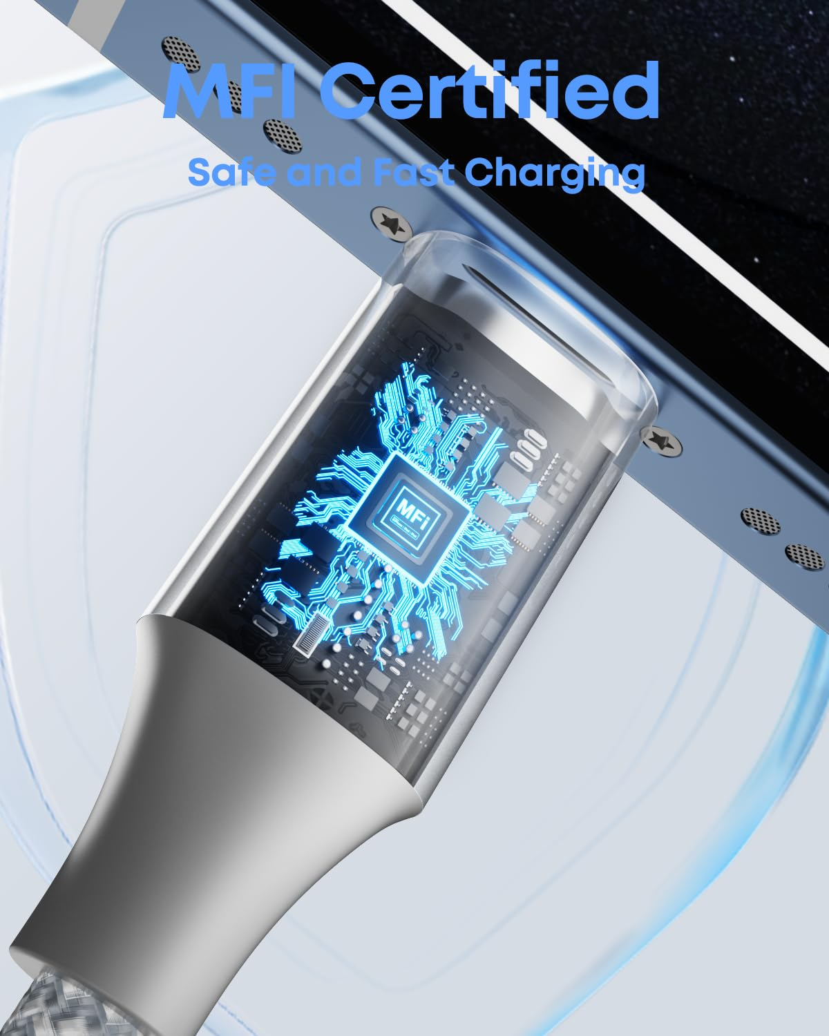 Iphone Charger [Apple Mfi Certified] 3Pack 10FT Long Lightning Cable Fast Charging Nylon Braided USB Cable Iphone Charger Cord Compatible with Iphone 14 13 12 11 Pro Max XR XS X 8 7 6 plus SE, Ipad image number 4