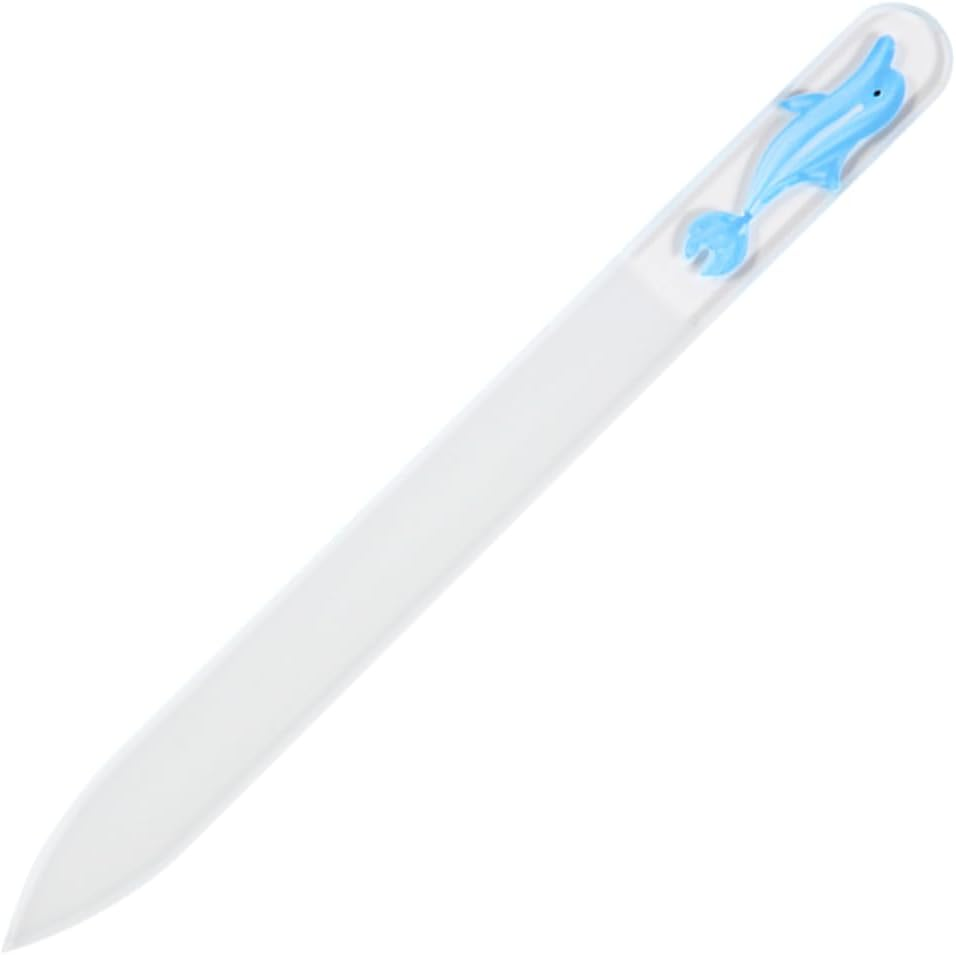 Shin Asahi Corporation Merites Glass Nail File Paint Type Medium Single Sided Dolphin Blue CF081