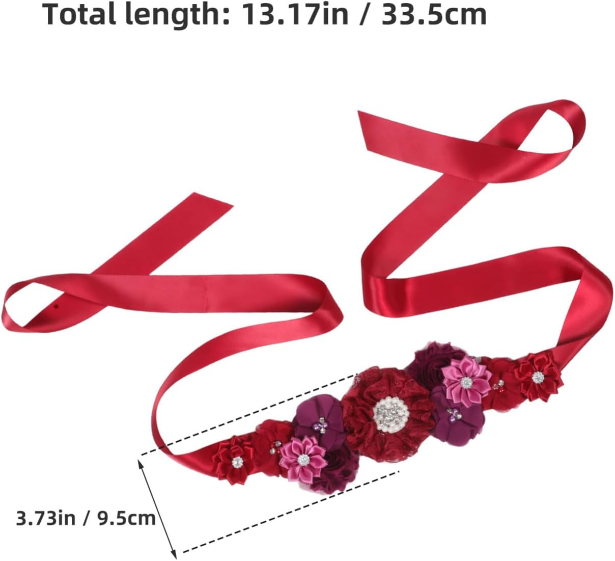 VANZACK Floral Maternity Sash Belt: Bridal Satin Ribbon Belly Band Pregnancy Flower Sash for Wedding Pregnant Baby Shower Party Photoshoot