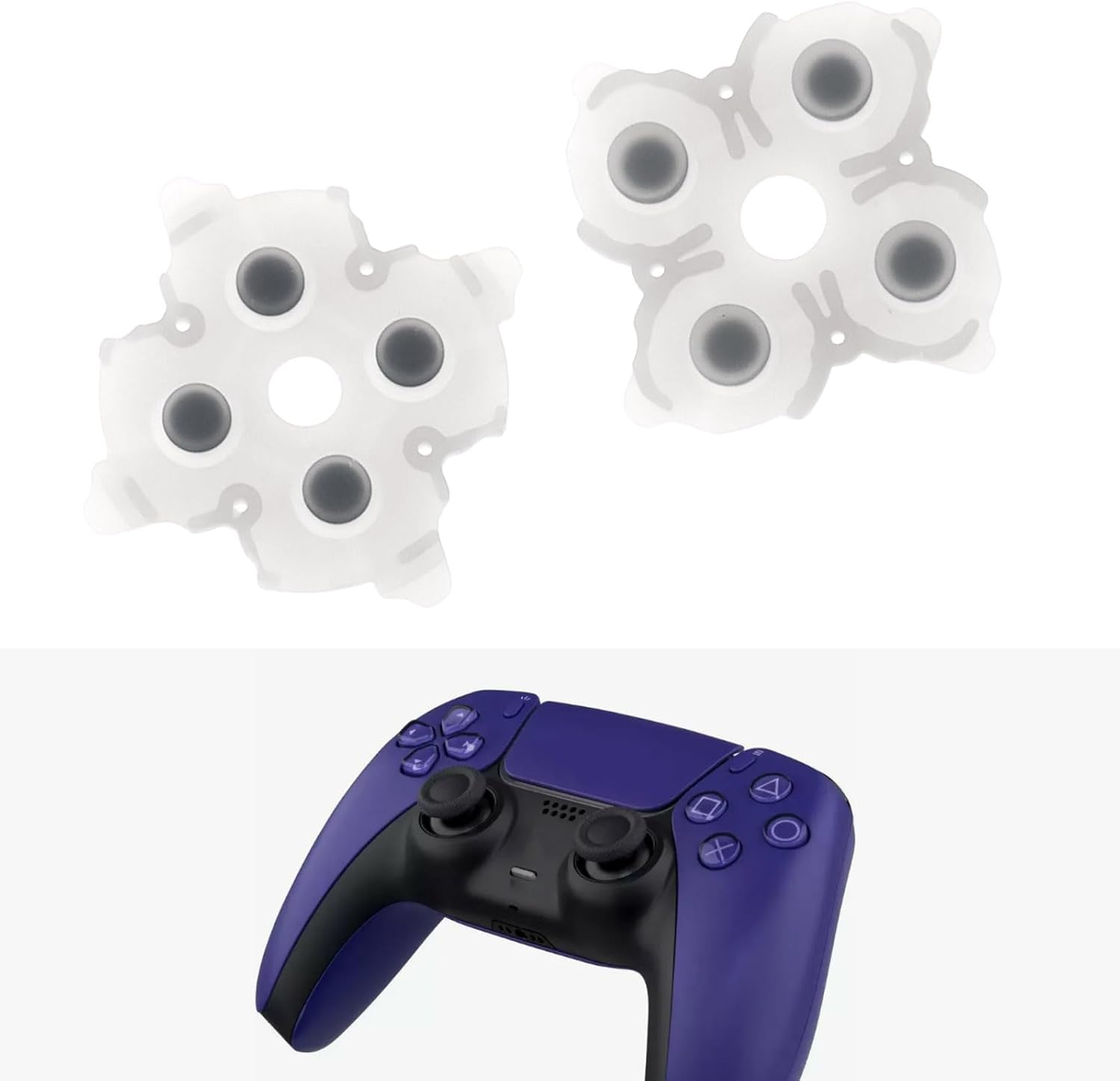 VGOL 2 Sets Silicone Button Rubber Pads Replacement Compatible with PS5 Dualsense Controller BDM-030