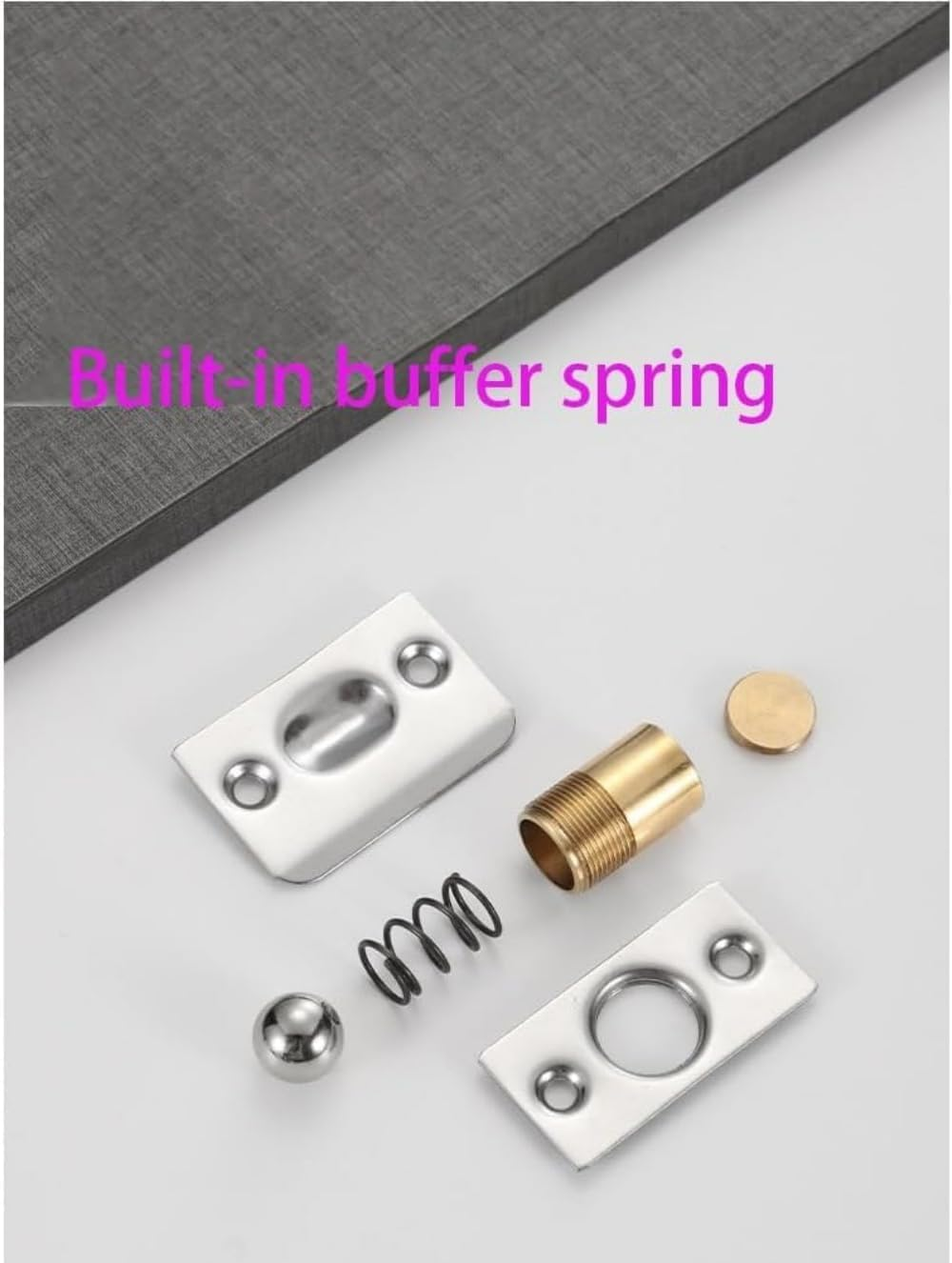 Magnetic Ball Door Catch, Grey, Concealed Hardware Lock for French Doors, Double Cabinet Doors, Quiet Closet image number 4