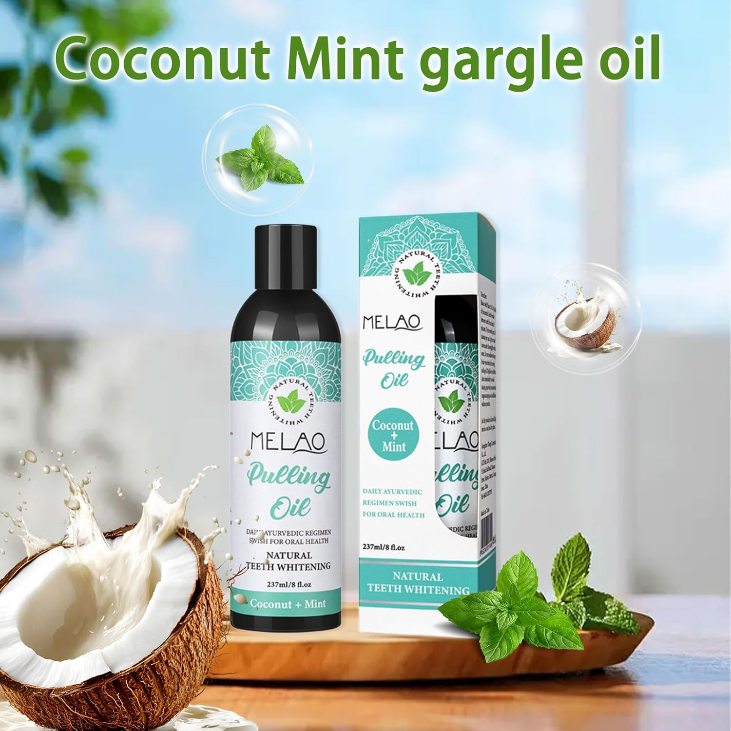 Mouthwash, Natural Coconut and Peppermint Oil - Oral Care Organic Closys Mouthwash, Freshen Breath Oil Pulling for Teeth, Keep Teeth and Gums Happy and Healthy Alcohol-Free image number 1