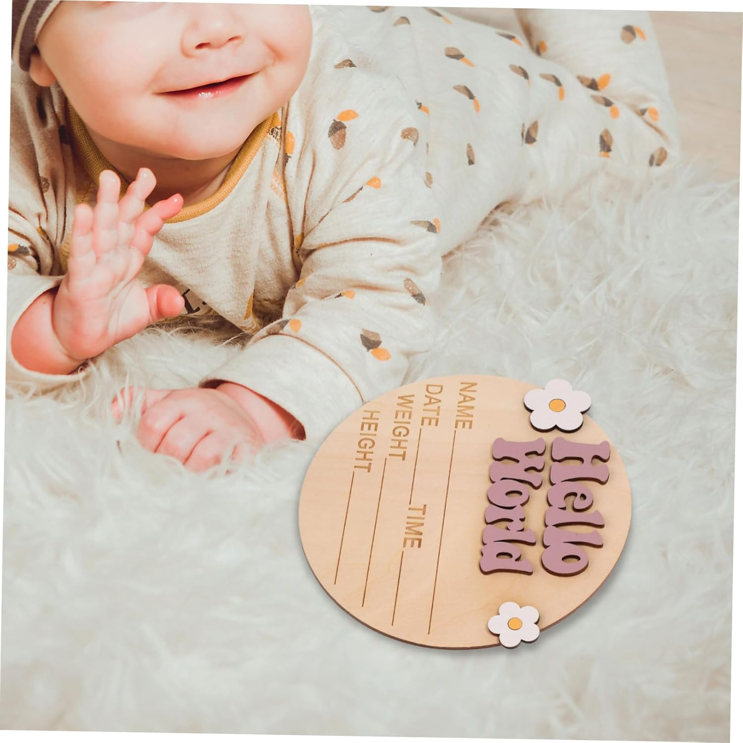 Didiseaon Growth Commemorative Card Wood Newborn Milestone Sign Name Birth Announcement Welcome Photo Prop Decorations - Multi image number 6