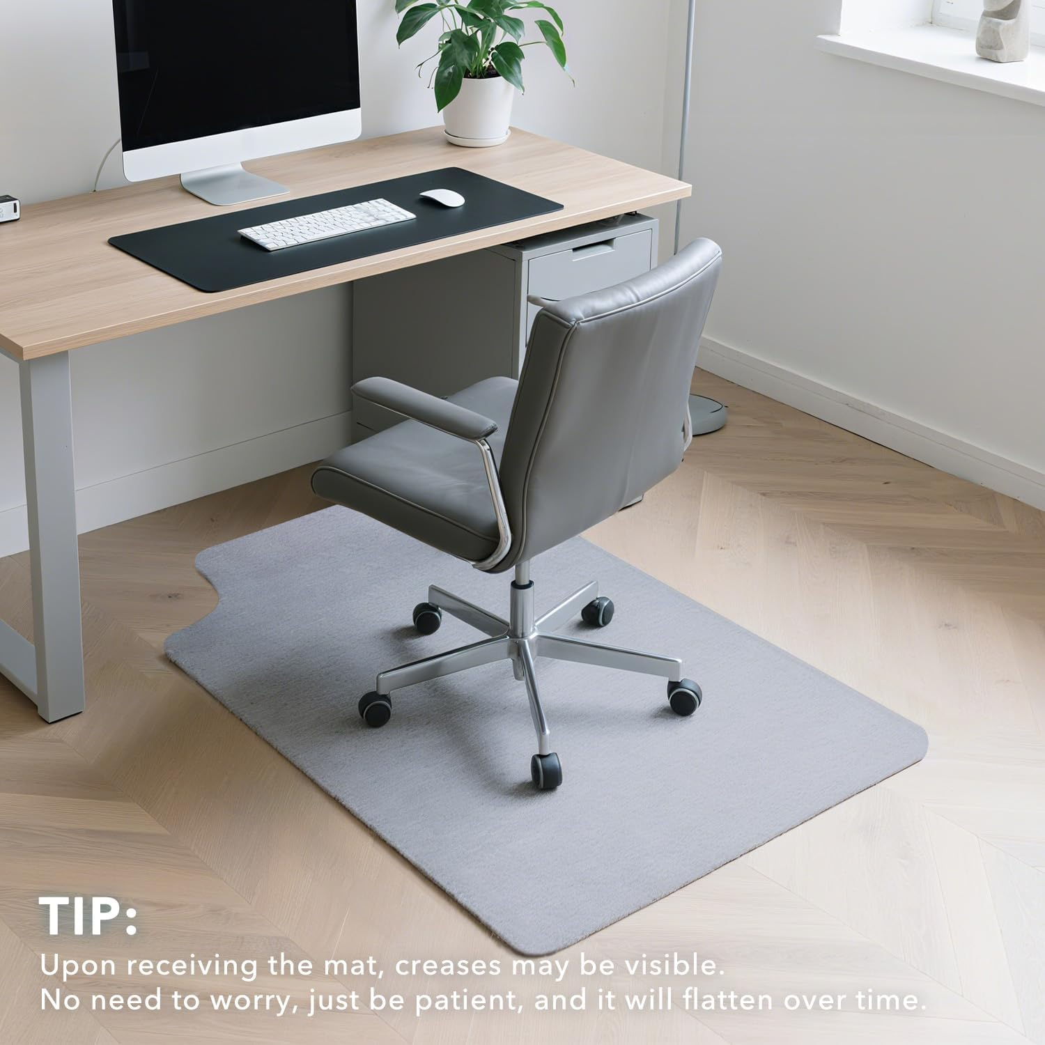 Wekuba Office Chair Mat for Hardwood, 120 X 90 Cm Office Chair Mat for Carpet, Anti-Slip Chair Mat, Non-Slip TPR Rubber Backing Protector Chair Mat for Hardwood Floor, 4.5Mm Thickness, Gray image number 4
