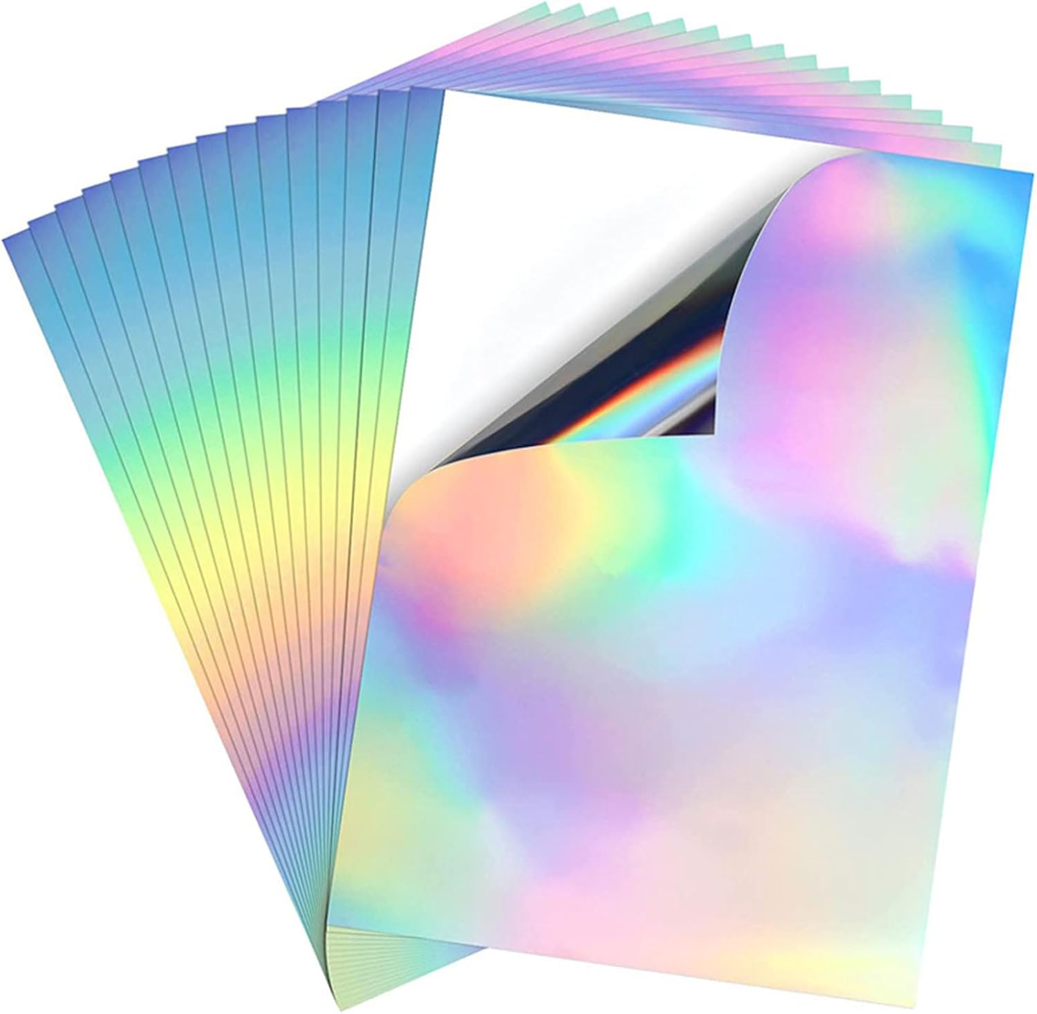 Xolixorium Holographic Glossy Printable Vinyl Sticker Paper A4 Size 20 Sheets, Waterproof Quick-Dry Paper for Inkjet & Laser Printers, Vibrant Color Craft Supplies image number 2