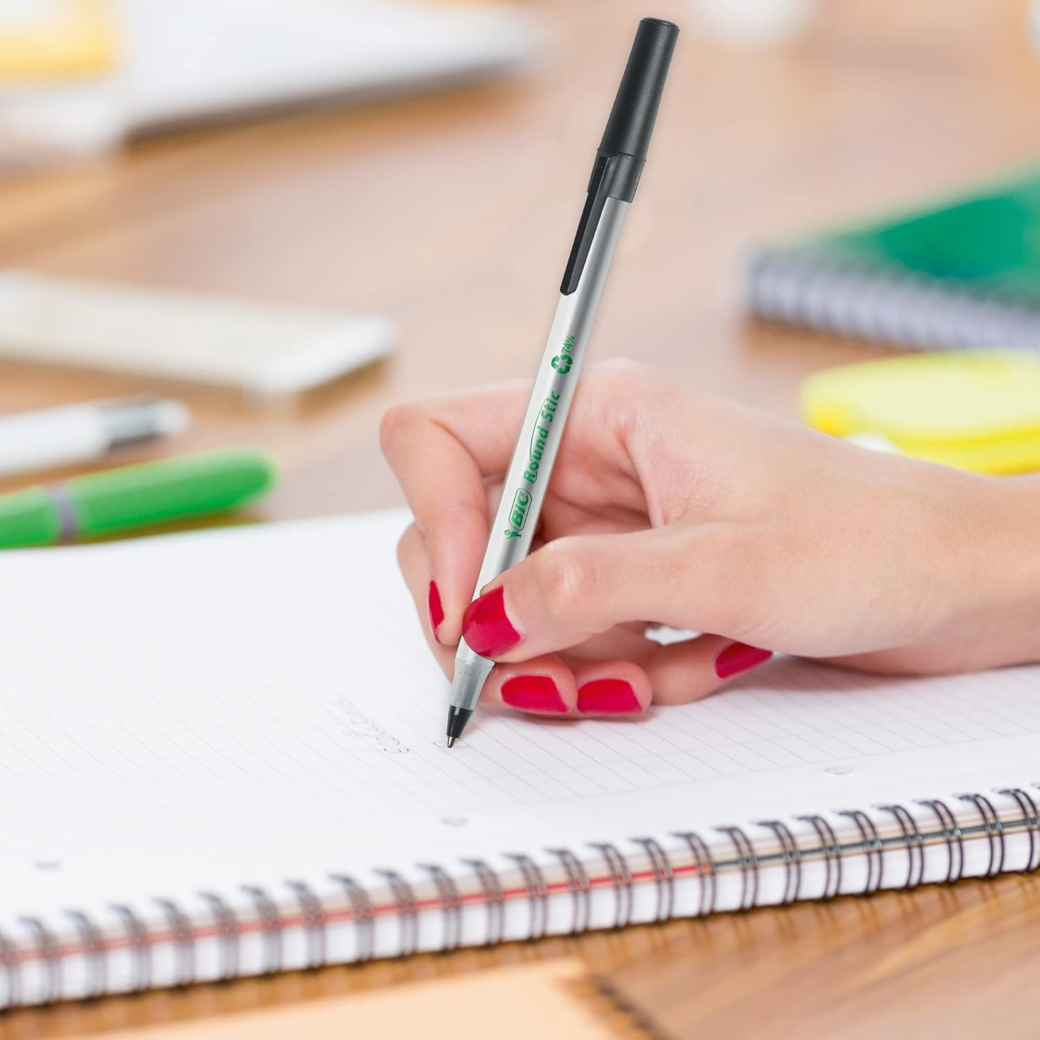 BIC round Stic Ecolutions Ballpoint Pen Medium Point (1.0 Mm) - Red, Box of 50, GSME509 RED image number 4