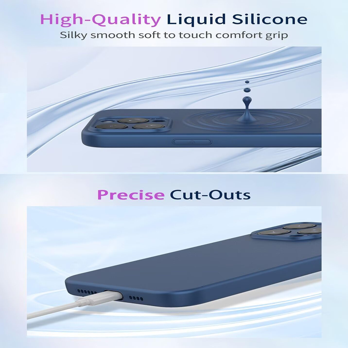 BORYA Silicone Case for Oppo Reno14 Pro 5G (Reno 14 Pro), Ultra Thin Silky Soft Touch Shockproof Mobile Phone Case, Premium TPU Protective Case, Scratch-Resistant Microfibre Lining Case Cover, Blue image number 6