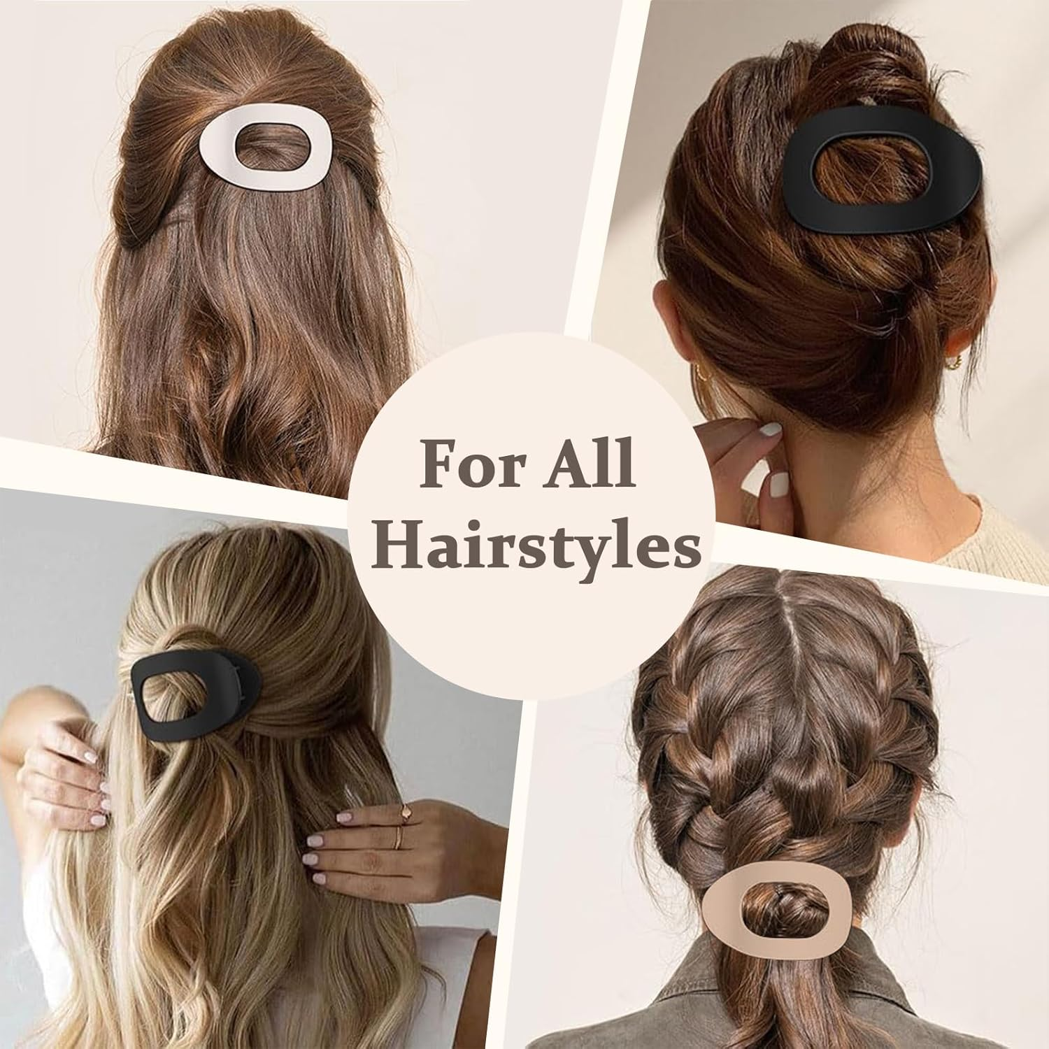 4 PCS Flat Hair Clips for Women, Curved Design Duckbill Hair Clip for Lying, Driving - Matte Strong Hold Claw Clip for Thin, Thick Hairs, Hairs Accessories for Women and Girls image number 2