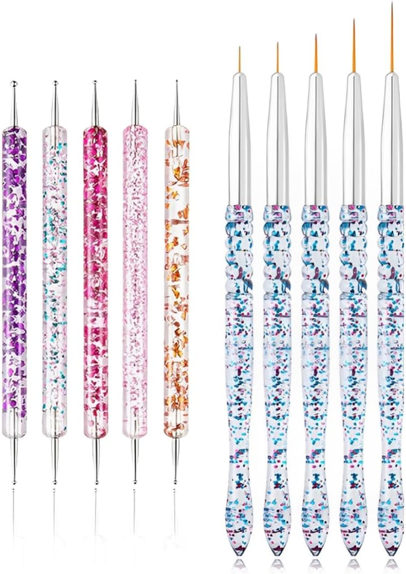 10 Pieces Nail Brush, Nail Design Brush, Double End Nail Art Brush Kit, Acrylic Nail Art Brush, Nail Brush Professional Painting Pen, Extremely Fine Bristles for DIY Nail Art, Salon and Home Use image number 4