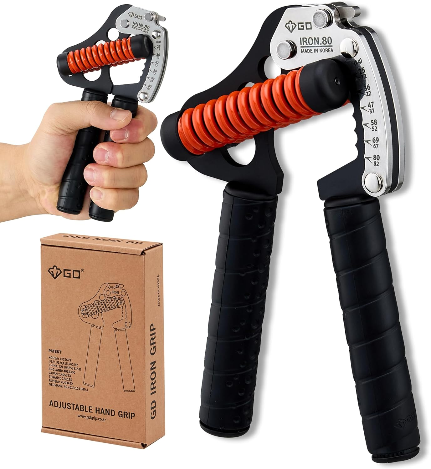 GD Iron Grip Hand Grip Strengthener (Adjustable Hand Grips for Strength Training) Wrist and Forearm Workout Grip Strength Trainer