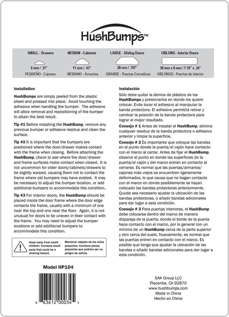Hushbumps Ultra-Quiet Gel Bumpers. Made from Sound Dampening Polymer Gel. 104 Piece Value Pack Contains Cabinet Bumpers Door Bumpers Sliding Door Bumpers & Drawer Bumpers. Just Peel & Stick! image number 1