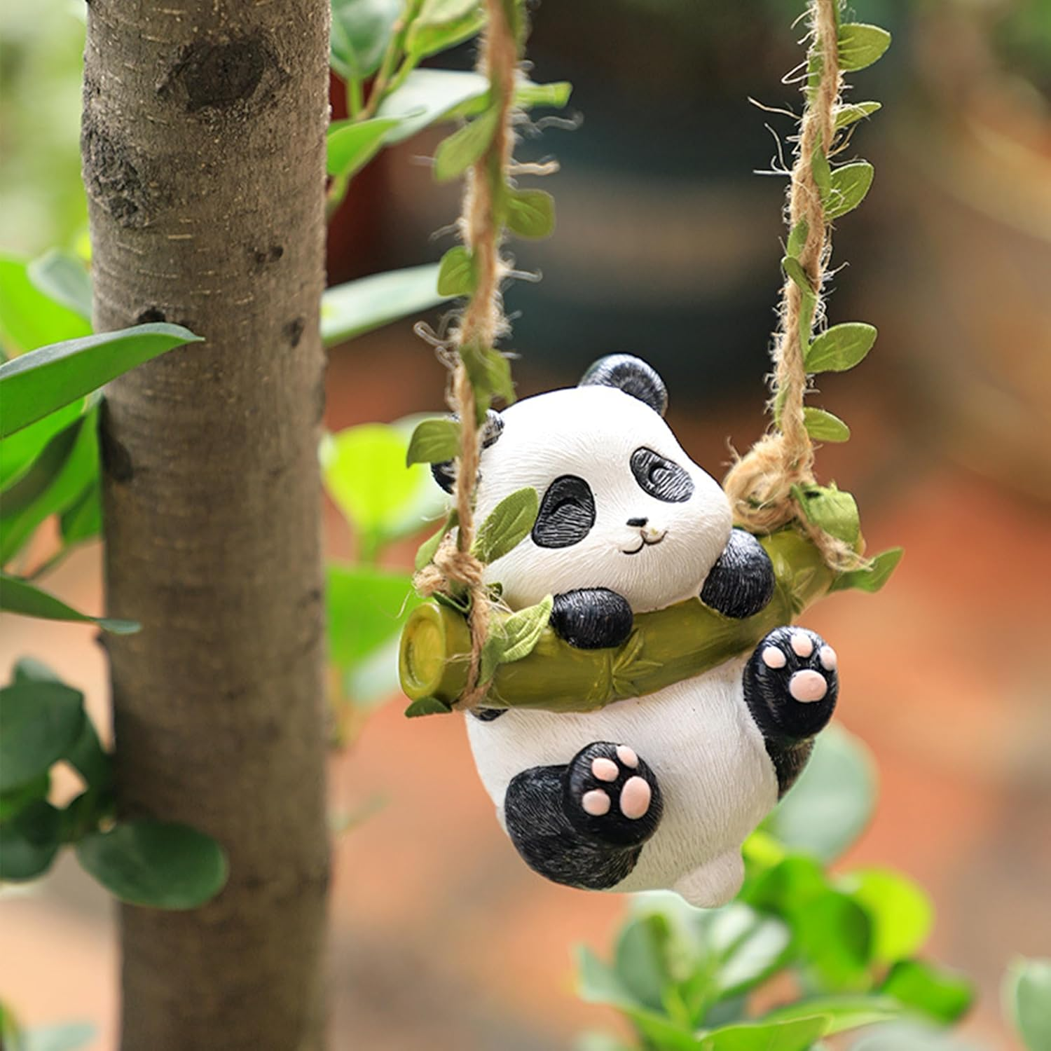 Plush Panda Statue Decor, Cute Hanging Animal Statue, Garden Decor for Outdoor & Indoor Spaces &ndash; Weather-Resistant Hanging Decoration for Patio, Lawn, Yard, or Home Decoration image number 3