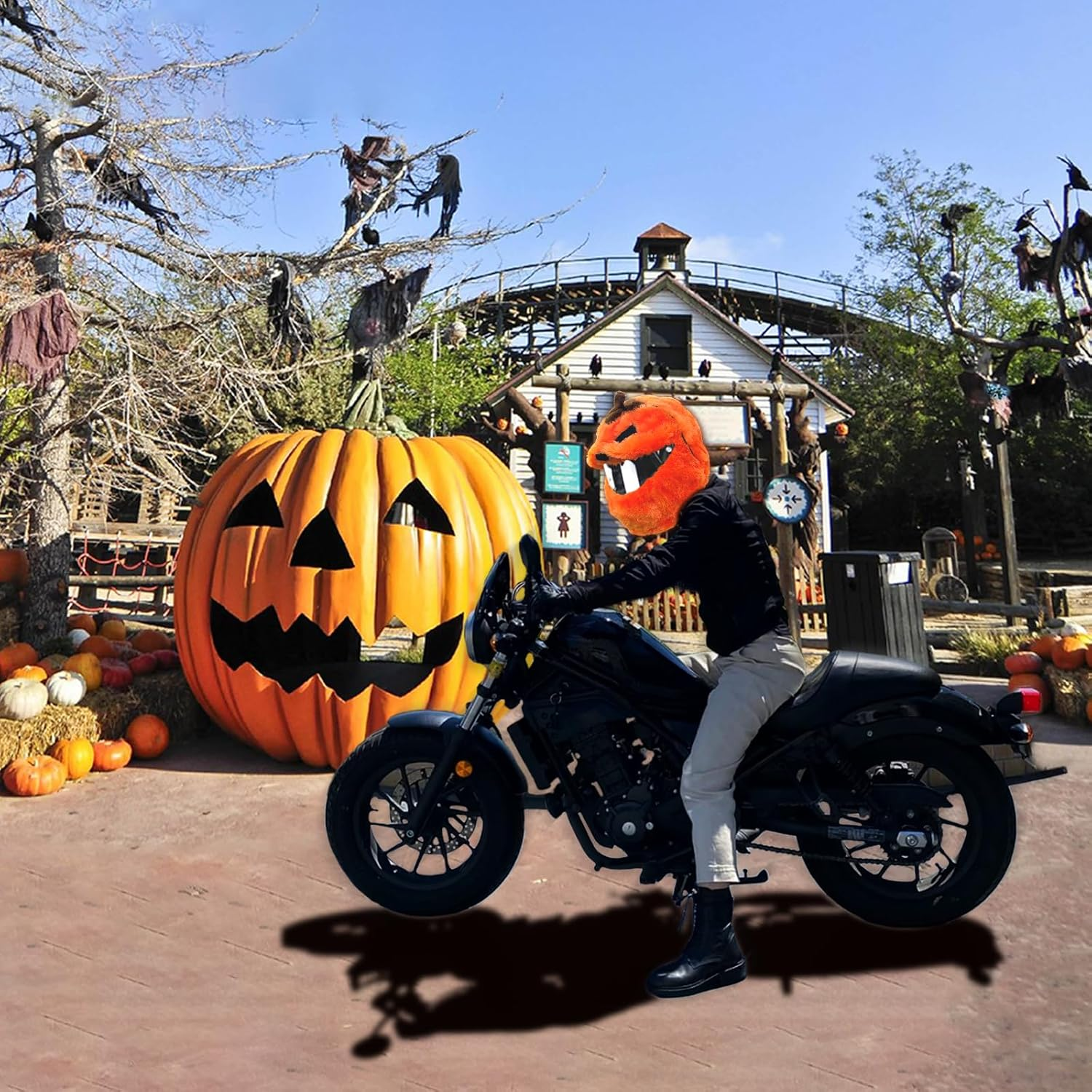 Halloween Pumpkin Motorcycle Helmet Cover,Christmas Motorcycle Helmet Cover,Pumpkin Helmet Cover,Halloween Hat Decoration Accessories for Men,For Motorcycle Helmet, Fun Rides and Gifts image number 3