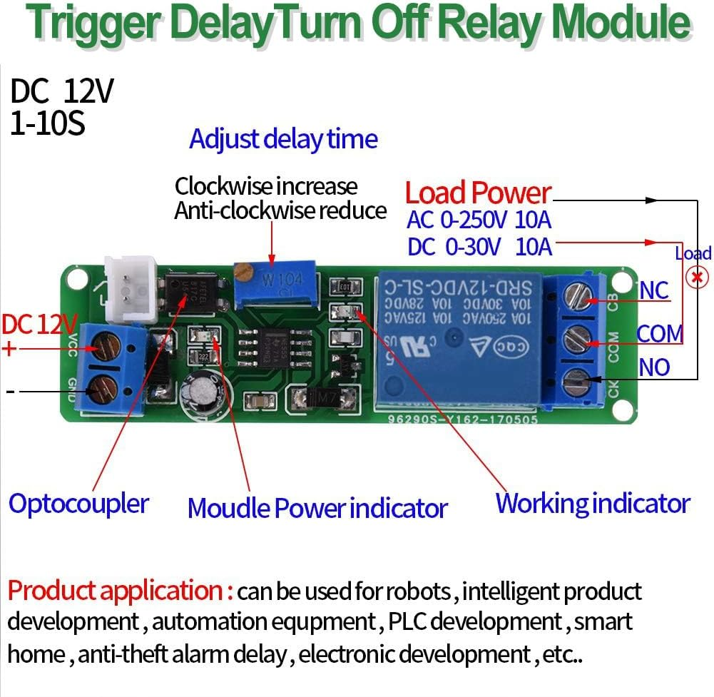 Wzenclave DC 5/12V Timer Switch Module Adjustable Timer Delay Turn off Module with Adjustable On-Off Time Relay for Automation Equipment Robots Intelligent Product Development External Trigger Switch image number 2