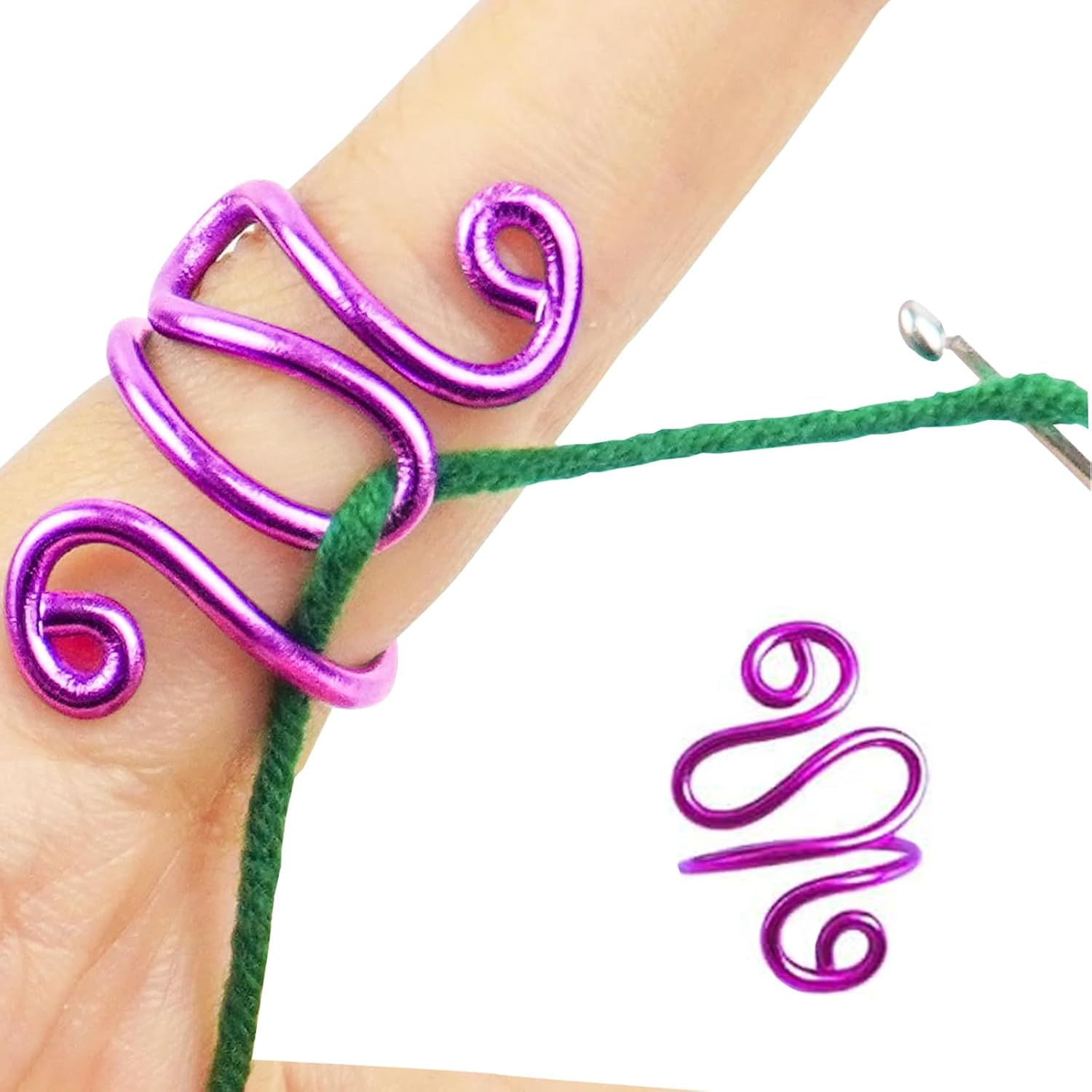 2Pcs Crochet Tension Rings for Crocheting, Adjustable Crochet Yarn Tension Ring, Crocheting Ring for Your Finger (Purple)