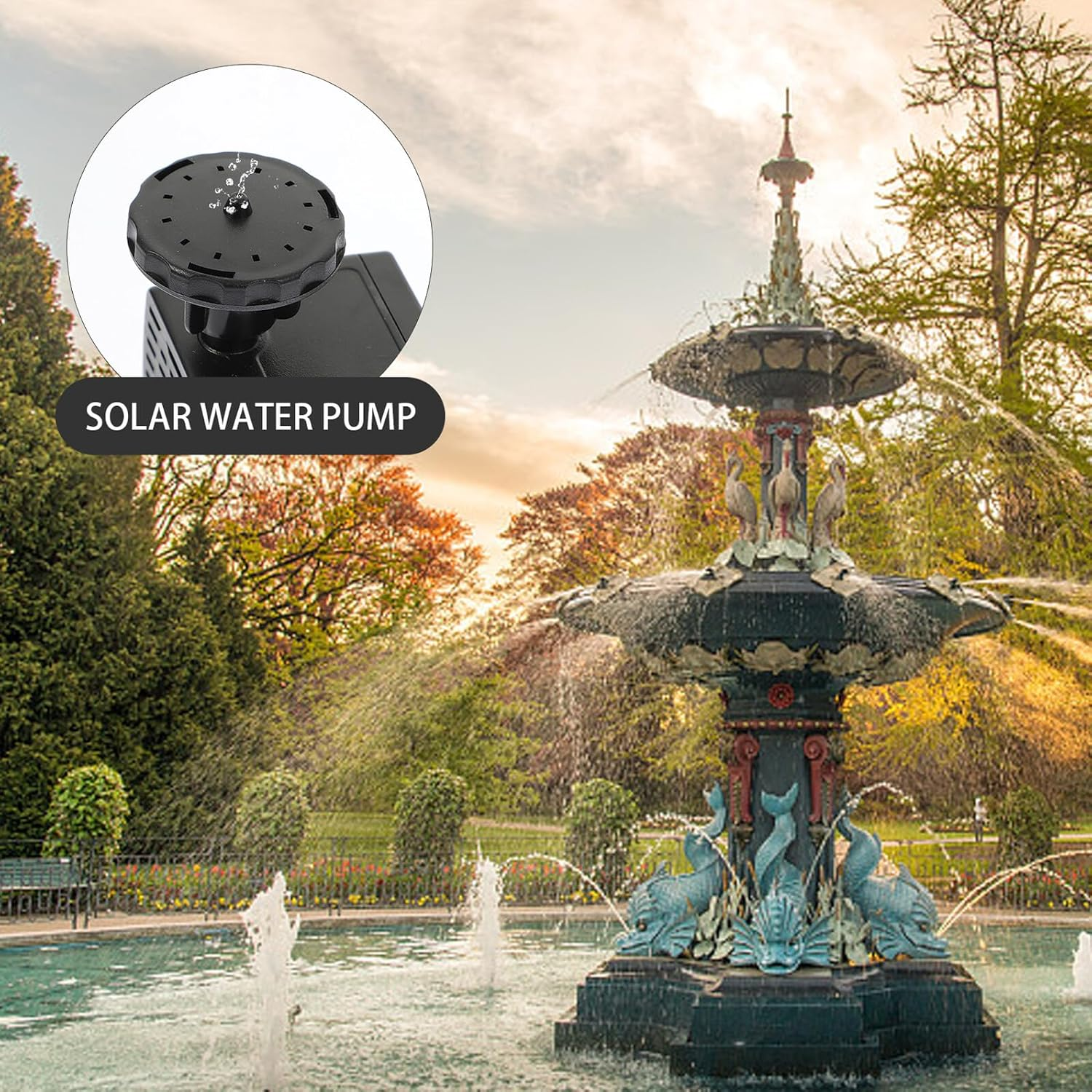 Bestonzon Solar-Powered Small Water Fountain Pump for Outdoor Garden and Pool Floating Solar Water Pump for Decoration Charging No External Power Needed image number 2