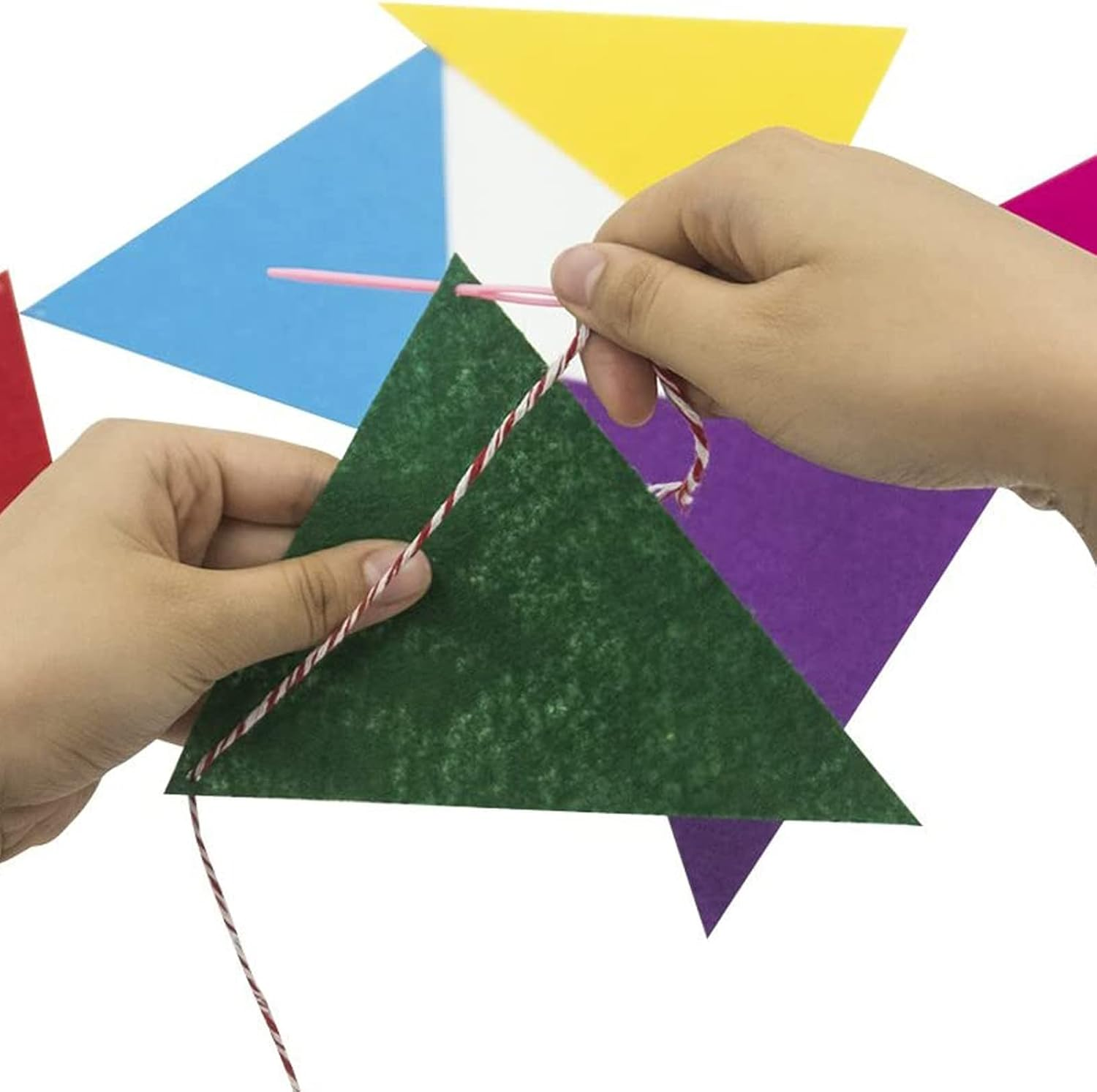 Rainbow Felt Fabric Bunting,H HOME-MART 24Pcs/16.4 Feet(2 Pack) Multicolor Decoration Banners for Birthday Party,Festival,Classroom Decor,Carnival image number 2