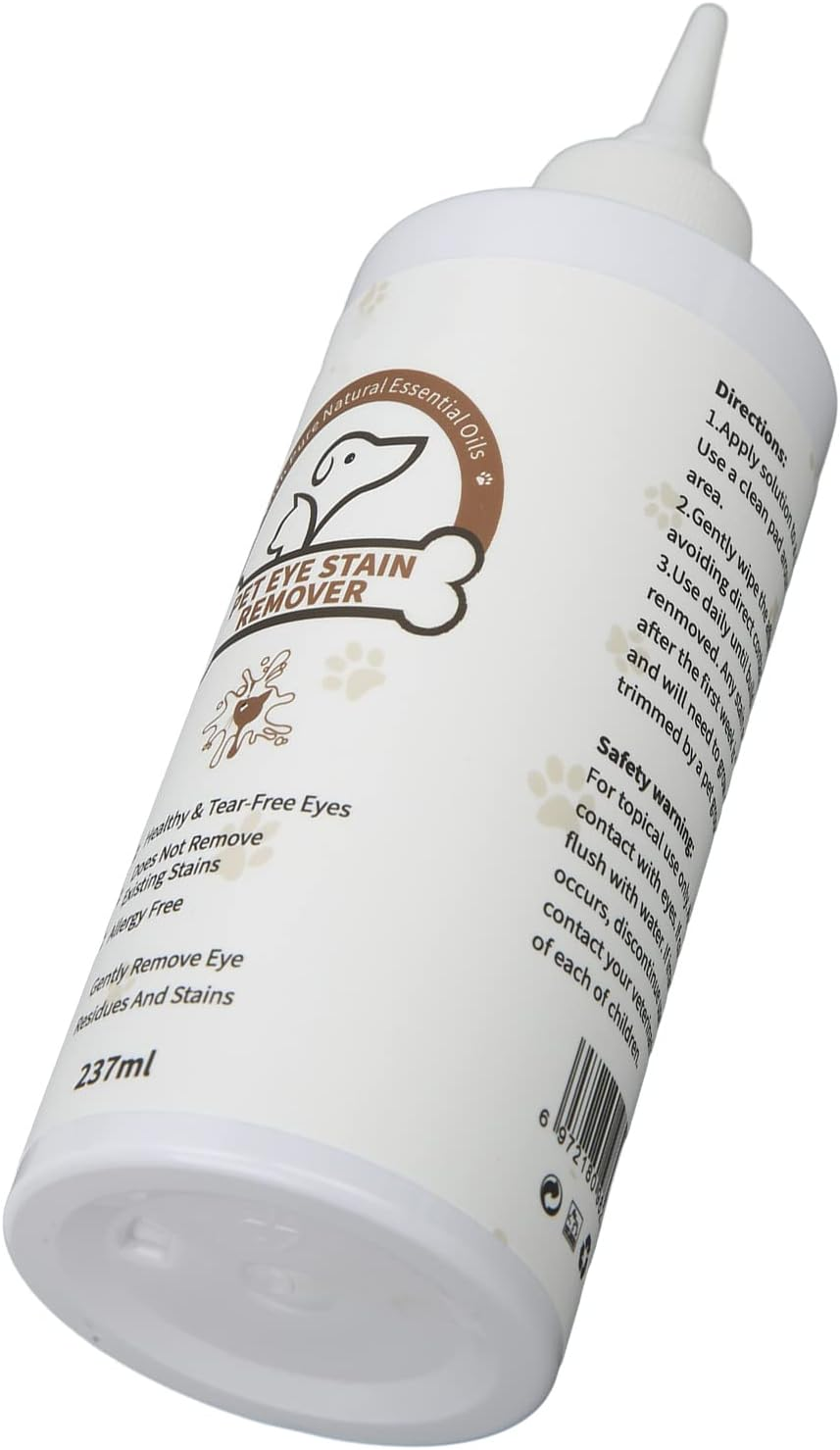 Pet Eye Tear Remover, Eye Stain Remover Dog and Cat Eye Drops Pet Eye Excrement and Eye Dirt Cleansing Agent 237ML for Dogs Cat