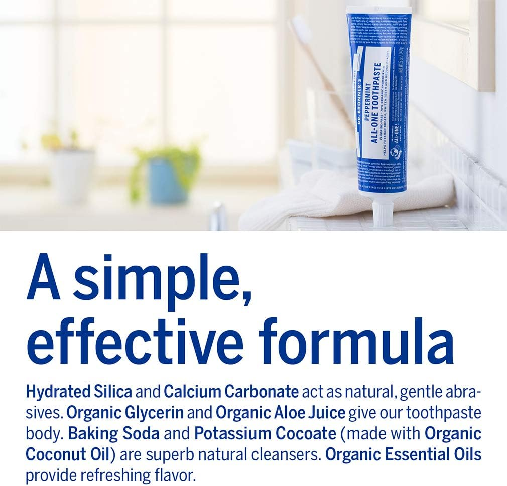 Dr. Bronners All-One Peppermint Toothpaste 140 G image number 4
