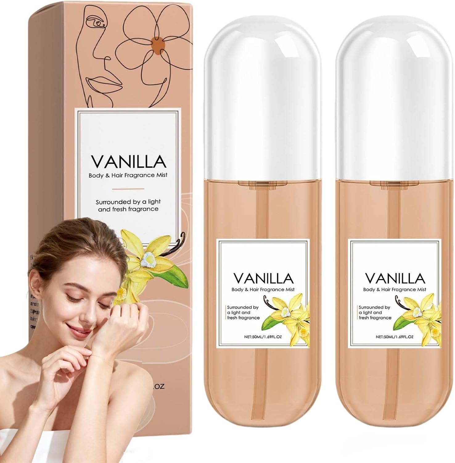 Vanilla Body Spray for Women, Long-Lasting Hair & Body Fragrance Mist with Light Scent, Hydrating Vanilla Skin Perfume, Multi-Use Hair for Women Fragrance Spray, Portable Perfume. (1PCS)