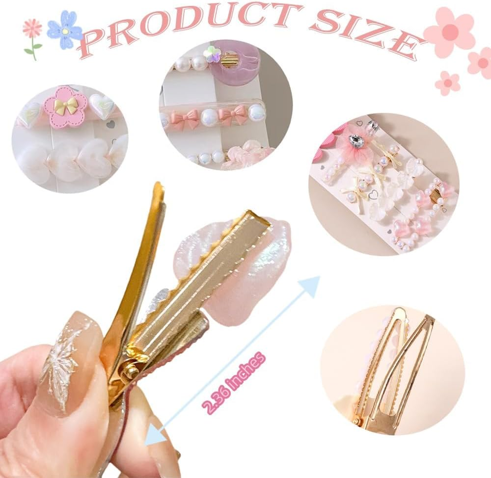 Hair Clips Girls Set, 15 Pieces Hair Clips Children, Cute Hair Clips, Hair Pins Pink, Fashionable Hair Accessories for Girls Women, Party, Birthday, Gifts image number 4