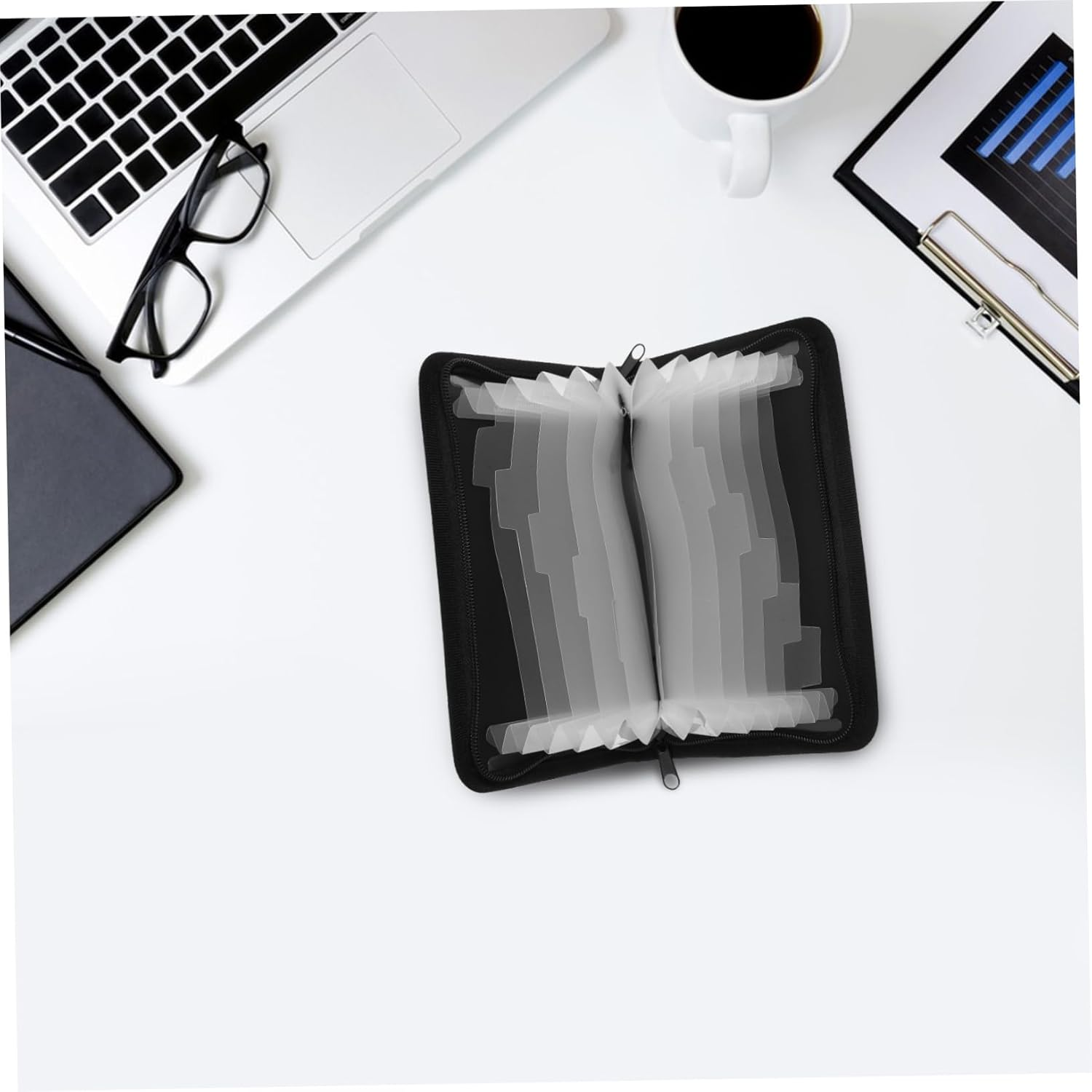 FUNOMOCYA Mini Accordion Bag Zipper for Bills File Folder for Document Storage for Travel Document Organiser and Important Papers Organizer image number 2