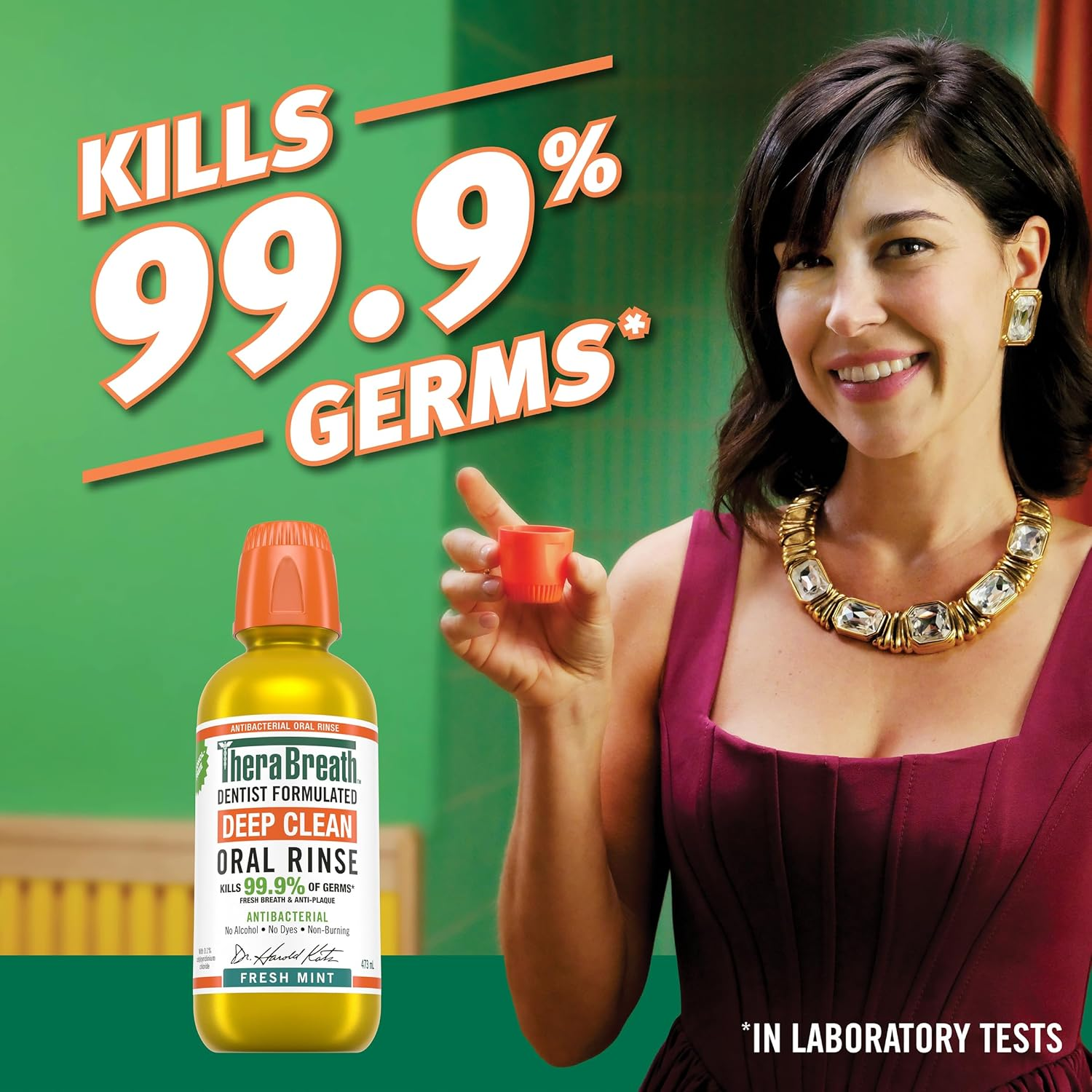 Therabreath Deep Clean Oral Rinse, Refreshing Mint Flavour 473Ml &ndash; Dentist Formulated Mouthwash, Kills 99.9% of Germs, Alcohol-Free, Non-Burning, Anti-Plaque, Supports Daily Oral Hygiene