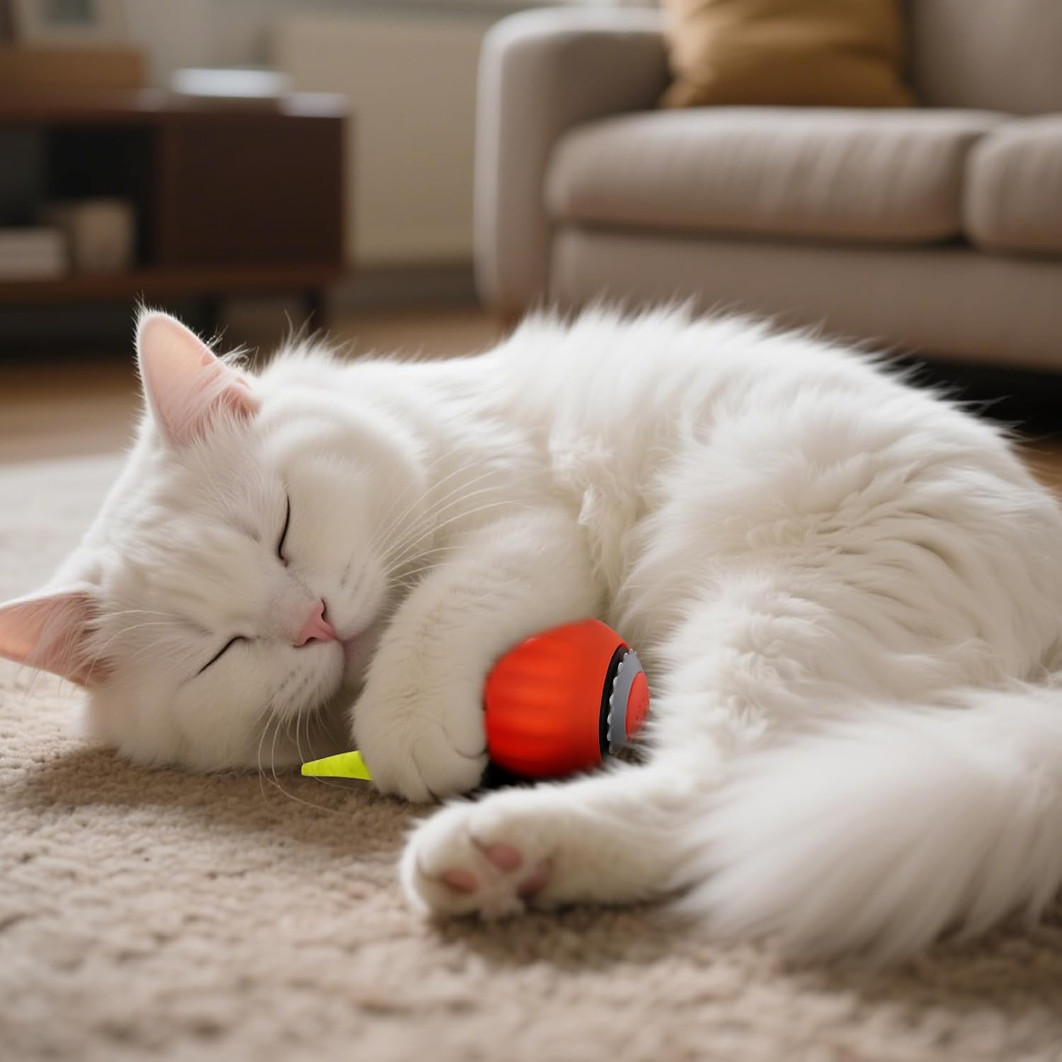 Gravity Cat Toy Spike Ball Upgrade 2.0 Interactive Cat Ball Toy with Feather Tail, Motion Activated Automatic Rolling Smart Cat Toys for Indoor Cats, USB Rechargeable Cat Ball,Orange image number 4