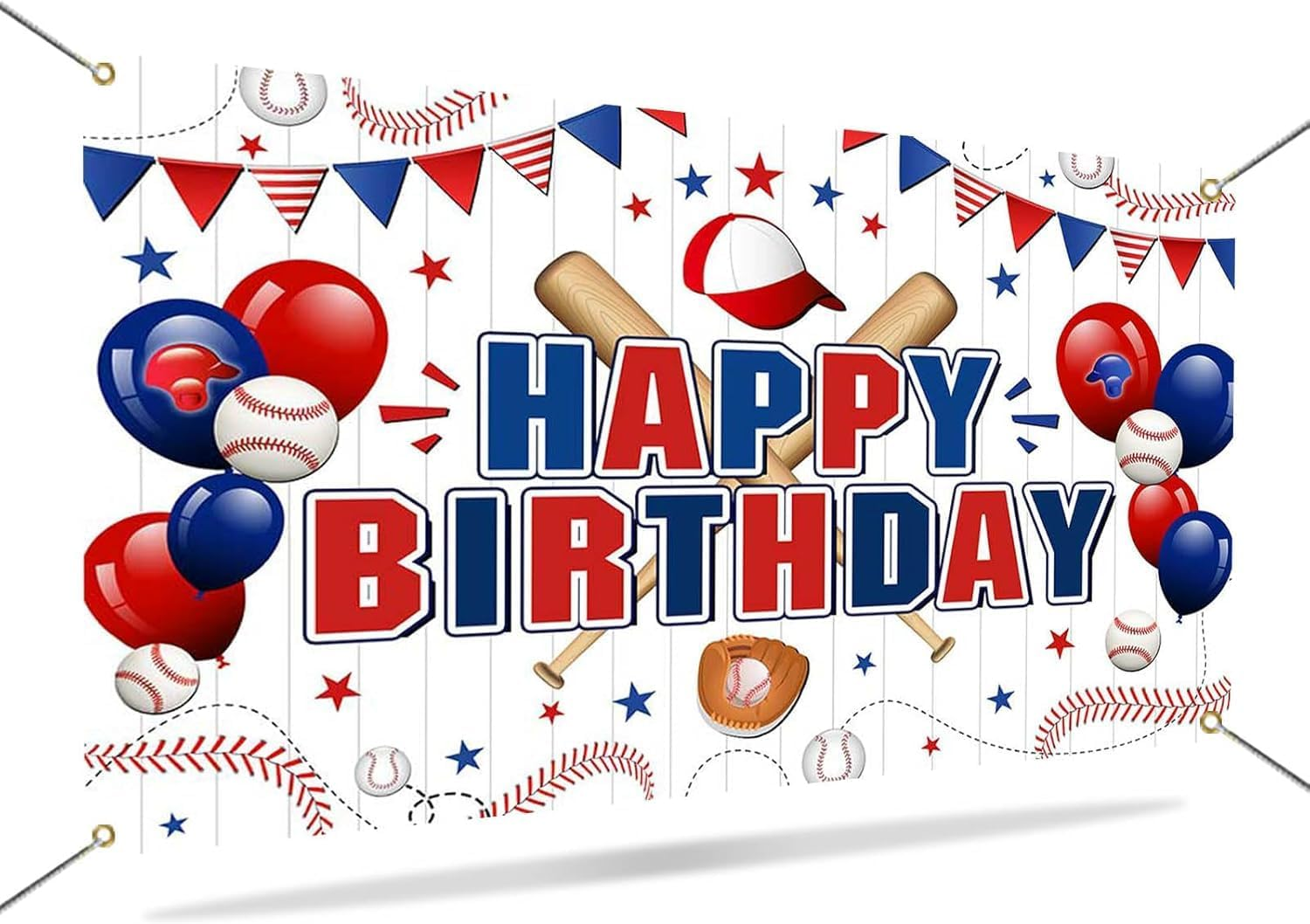 Baseball Birthday Backdrop - Extra Large 1.8M X 1.15M Sports Fabric Banner for Kids Parties - Premium Photo Booth Background with Cartoon Baseball Design - Party Decorations for Boys & Girls image number 4