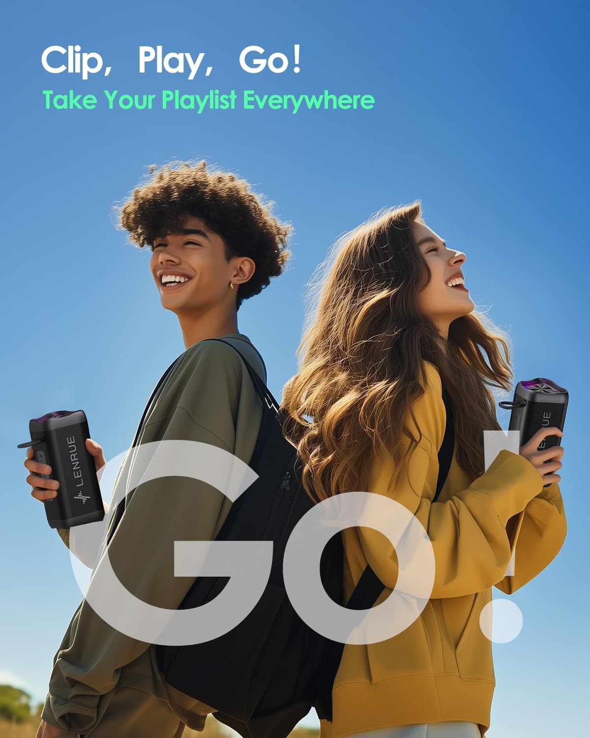 LENRUE Portable Bluetooth Speaker with LED Lights, IPX5 Waterproof Wireless Speaker with 360&deg; Stereo Sound for Outdoors & Home Use image number 1