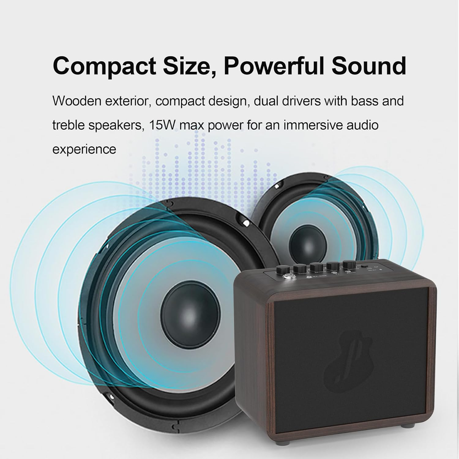 JUSTPRO 15W Mini Guitar Amp, Portable Acoustic/Electric Guitar Amplifier Rechargeable, Wireless Guitar Practice Amp with Reverb, Chorus & Delay, Supports OTG, AUX, REC, Bass and Treble Control image number 2