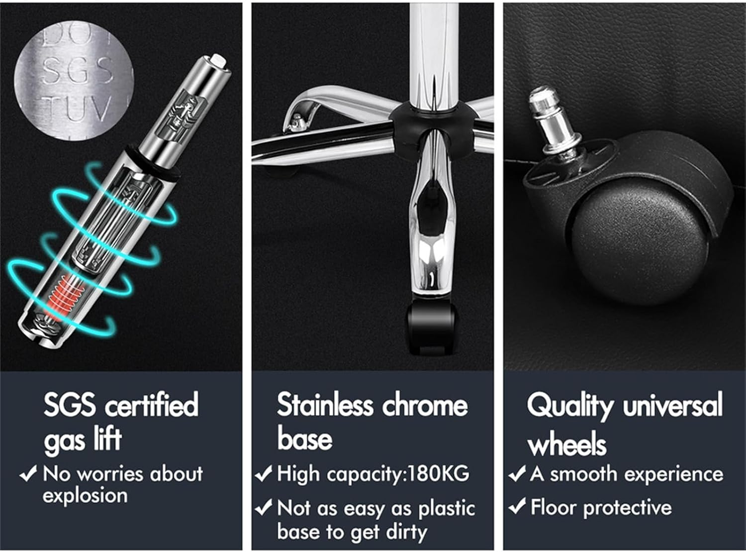 ALFORDSON Fabric Grey Swivel Video Game Chairs, Office Chair Ergonomic Computer Desk Chair Executive Home Desk Chair with Footrest - Dale Black image number 5