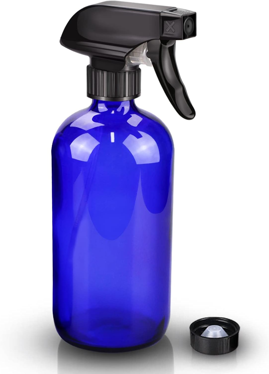 Wedama Glass Spray Bottle, 2 Pack Blue 16 Oz Glass Spray Bottles for Cleaning Solutions and Essential Oils, Refillable Empty Spray Bottle with Adjustable Nozzles for Alcohol, Plant and Hair Care