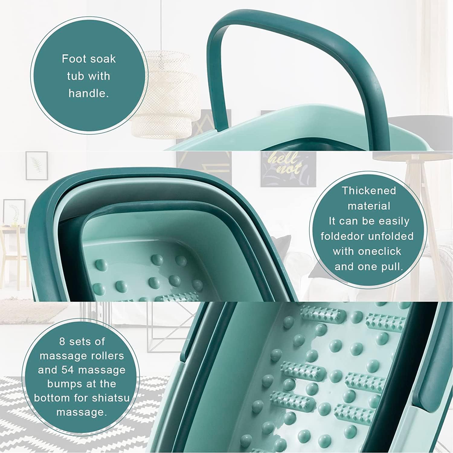 Collapsible Foot Bath, Soaking Tub with Portable Design and Handle, Massager Foot Soaking Bath Basin Feet to Help Sleep and Relax Tired Feet and Getting the Dead/Old Skin off Your Fee