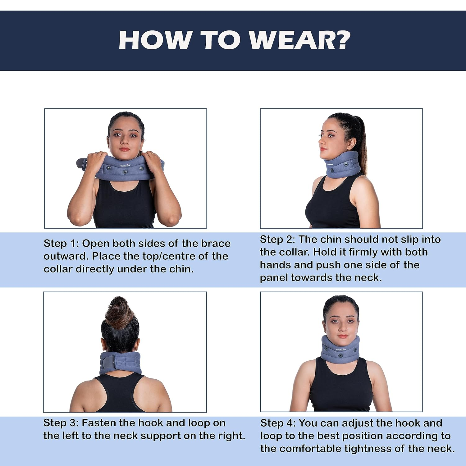 WC Soft Cervical Collar Adjustable Neck Support Brace for Neck Pain and Support for Women & Men Soft Beige XXL 3.5" image number 4