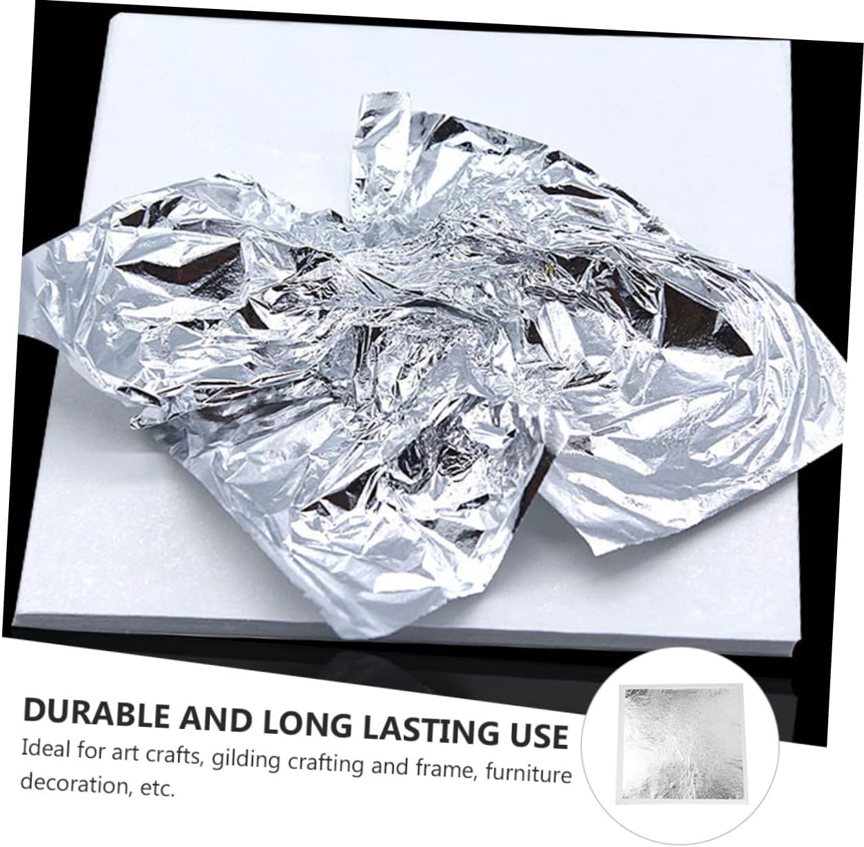 Jojofuny 200Pcs Silver Foil Leaves for Art Crafts Gilding Foil Decorations Square Design image number 1