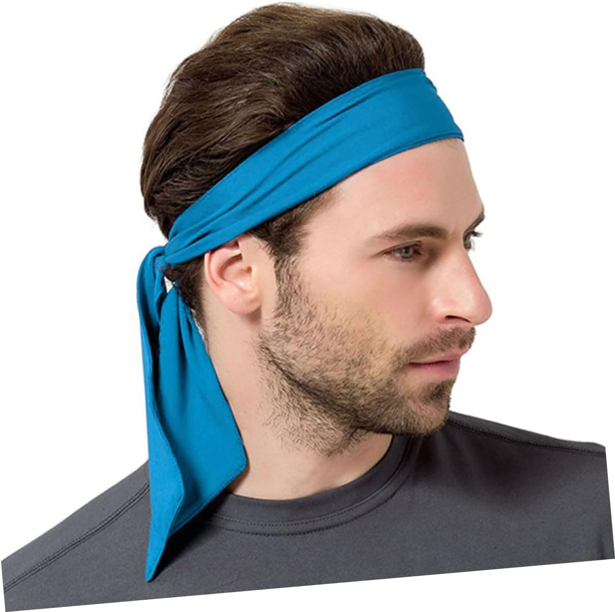 NAMOARLY Sweat Band Head Tie Adjustable Sports Headband for Men and Women Moisture-Wicking Breathable Fabric for Running Tennis Yoga and Workouts 100Cm Blue image number 4