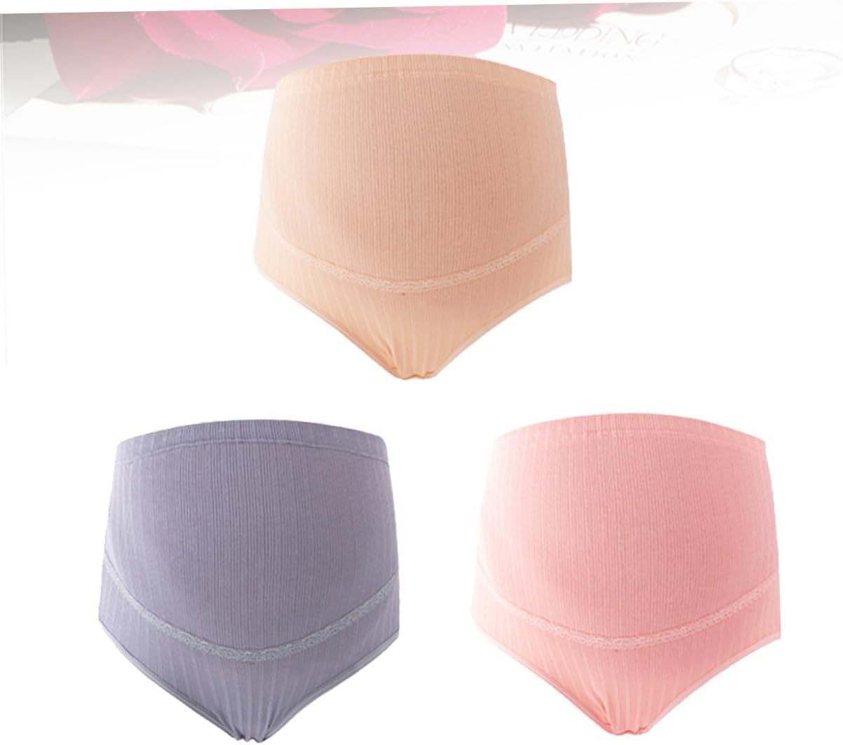 SAFIGLE 3Pcs High Waist Cotton Maternity Panties Adjustable Stomach Lift Nursing Underwear for Pregnant Women Breathable Soft Stretchy Comfort Support Random Color image number 1