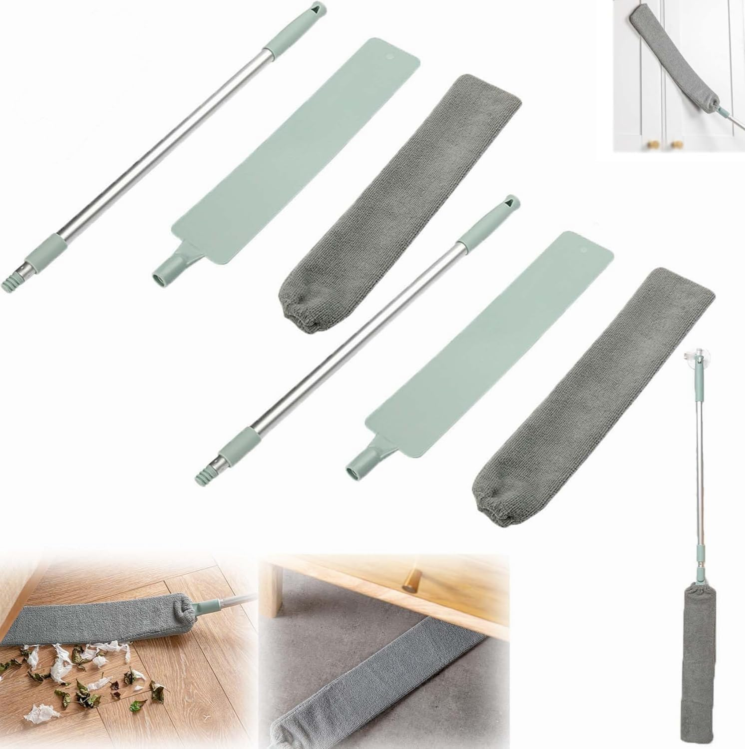 Retractable Gap Dust Cleaning Artifact, 2025 Upgrade Flexible Bendable Head Retractable Gap Dust Cleaner Brus, Washable Dusting Wand for under Furniture and Blinds (1PCS)