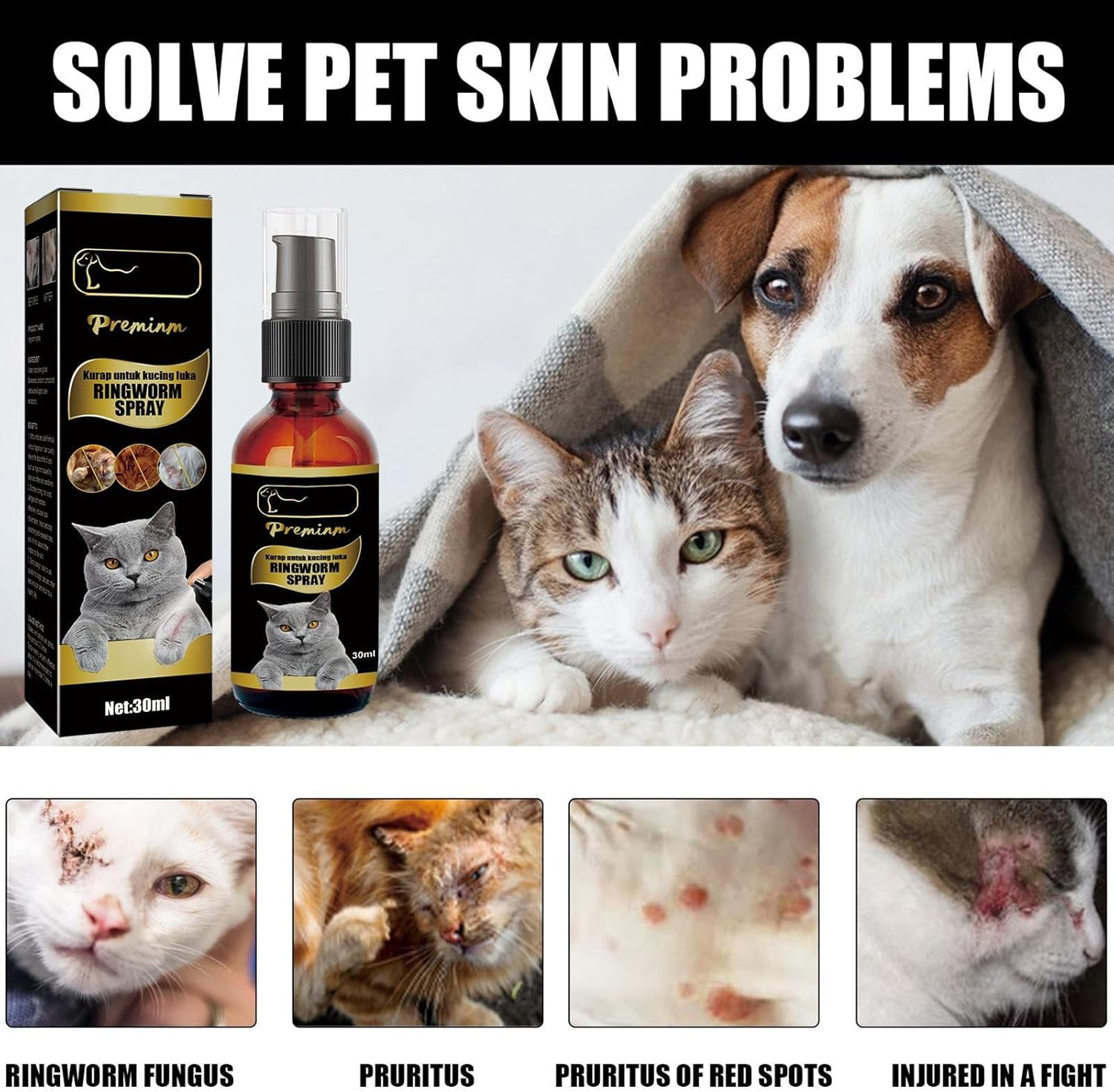 Pet Itch Relief Spray - Natural Anti-Itching Ringworm Spray - Safe Non-Irritating Pleasant Smell Pet Care Spray for Cats, Birds, Hamsters, Dogs Maijia image number 6