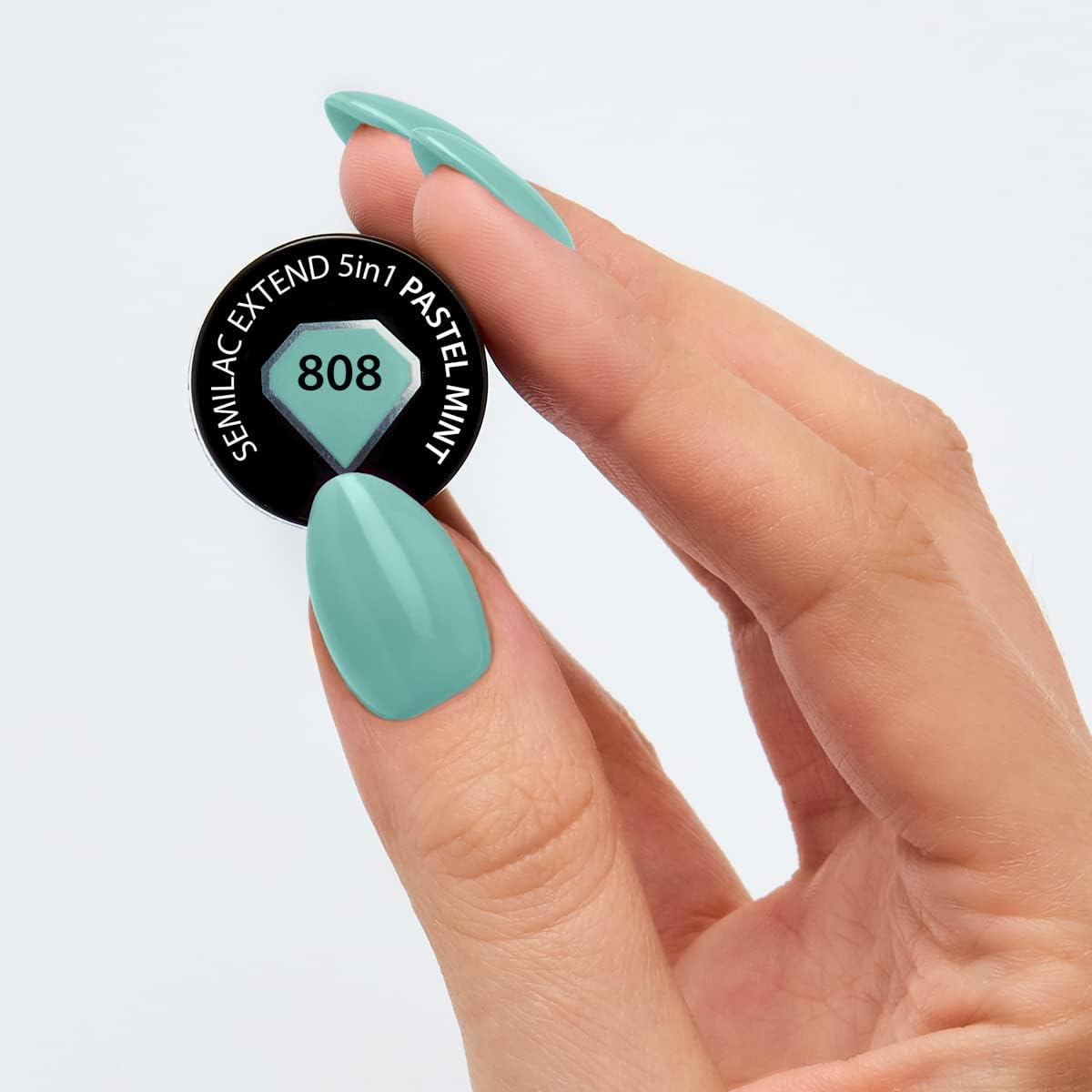 Semilac Extend UV Nail Polish 5-In-1 Green Colour 808 Pastel Mint 7 Ml Innovative UV LED Colour Polish for Colour-Intensive Fingernails Nail Polish image number 3