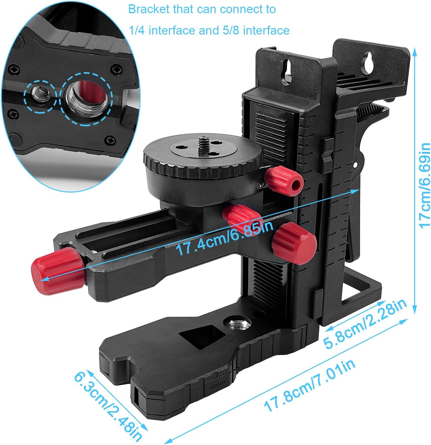 Fine Adjustment Bracket for Cross Line Laser, Multi Holder, Magnetic Stand, Multifunctional Magnetic Swivel Base with Adjustable Clip, Alternative to 1/4 Inch Thread & Height Adjustment-Pv10 image number 2