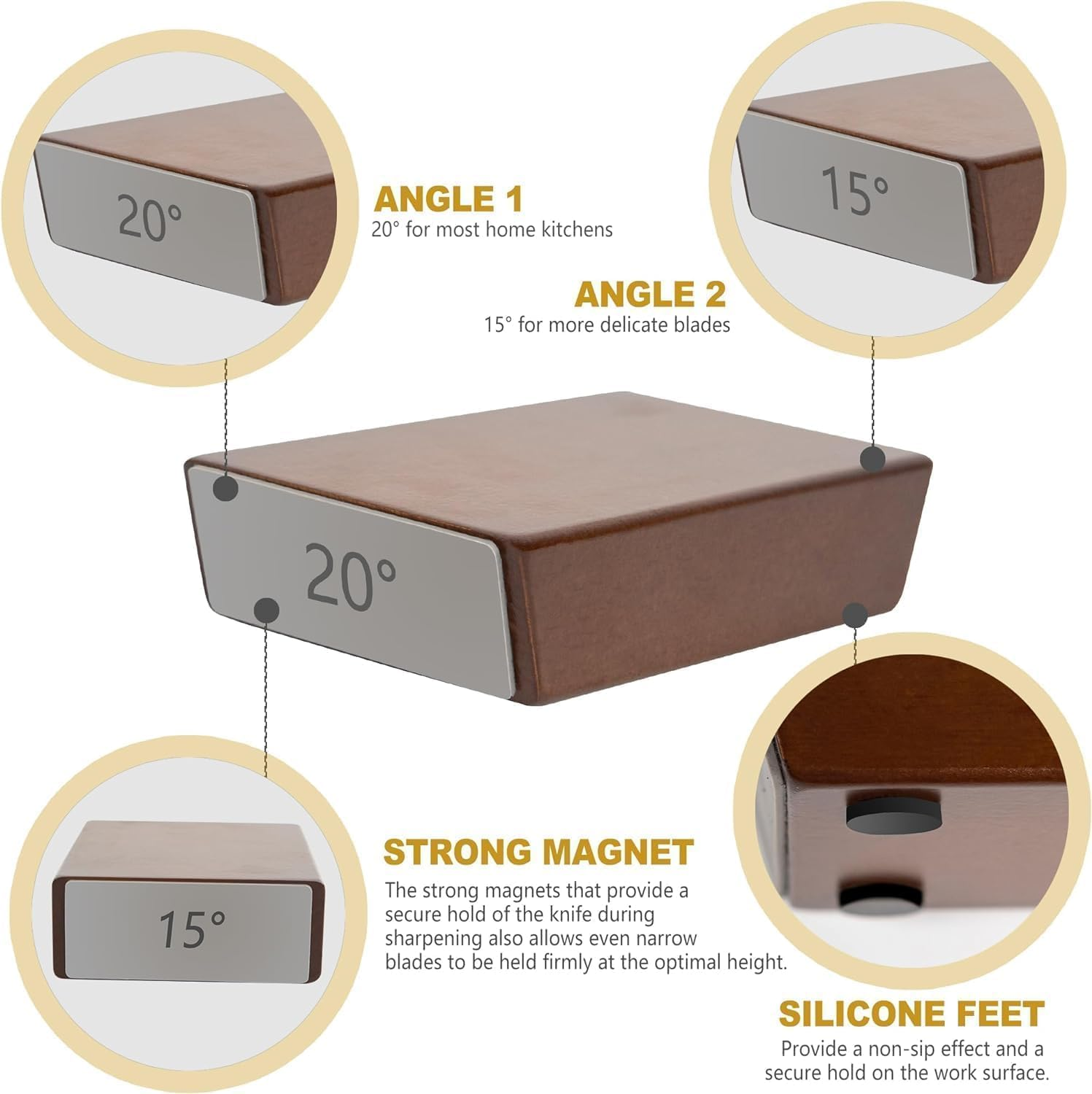 Rolling Knife Sharpener, Knife Sharpening Made Easy, Rolling Knife Sharpening System for Kitchen Knives, Knife Sharpener Kit, Offers 15-20 Degree Sharpening image number 3